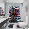 African American Shower Curtain Sets for Bathroom, Black Praying King Bathroom Sets with Waterproof Shower Curtain and Non-Slip Rugs Toilet Lid Cover Bath Mat, Cool Unique Man Bathroom Decor Sets