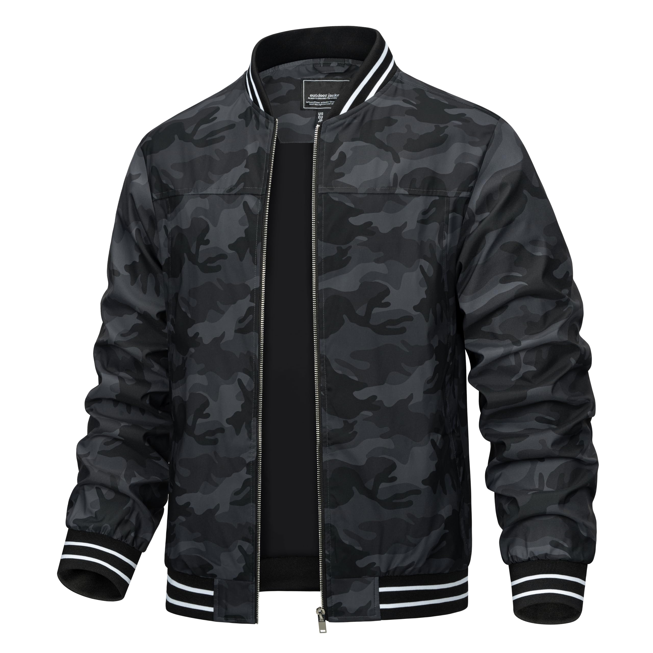 TACVASEN Men's Lightweight Jacket Casual Spring Fall Windbreaker Bomber Zip Up Coat With Pocket