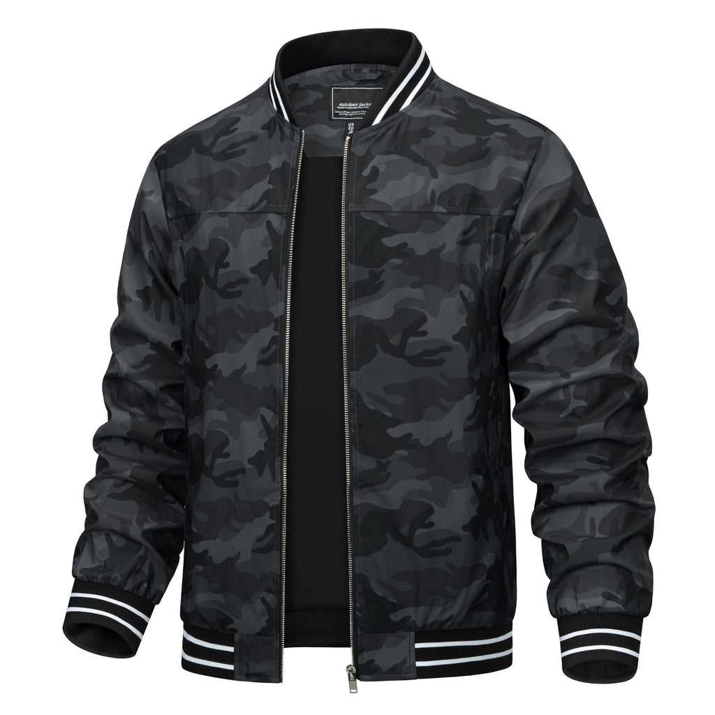 TACVASEN Men's Lightweight Jacket Casual Spring Fall Windbreaker Bomber Zip Up Coat With Pocket