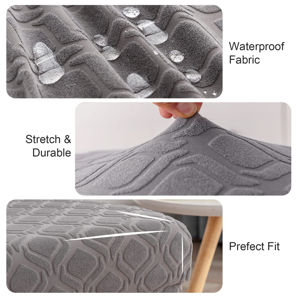 Genina Waterproof Chair Covers for Dining Room 6 Pack, Stretch Jacquard Dining Chair Cover Removable Washable Chair Protectors Cover for Kitchen, Home (Leaves-Warm Gray, 6 PCS)