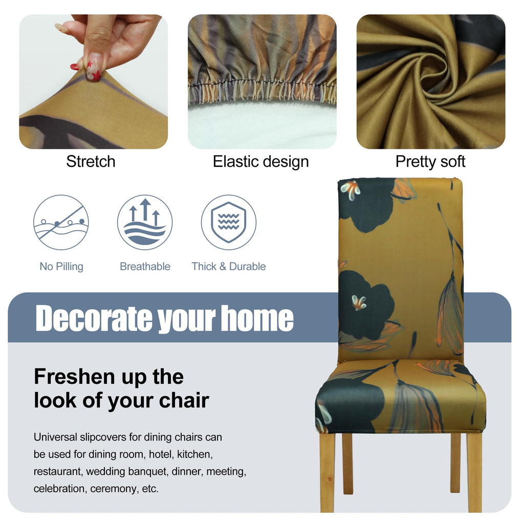 BIETYONE Stretch Dining Chair Covers Set of 6, Soft Removable Washable Kitchen Parsons Chair Slipcovers, High Elastic Seat Protector for Home Hotel Banquet