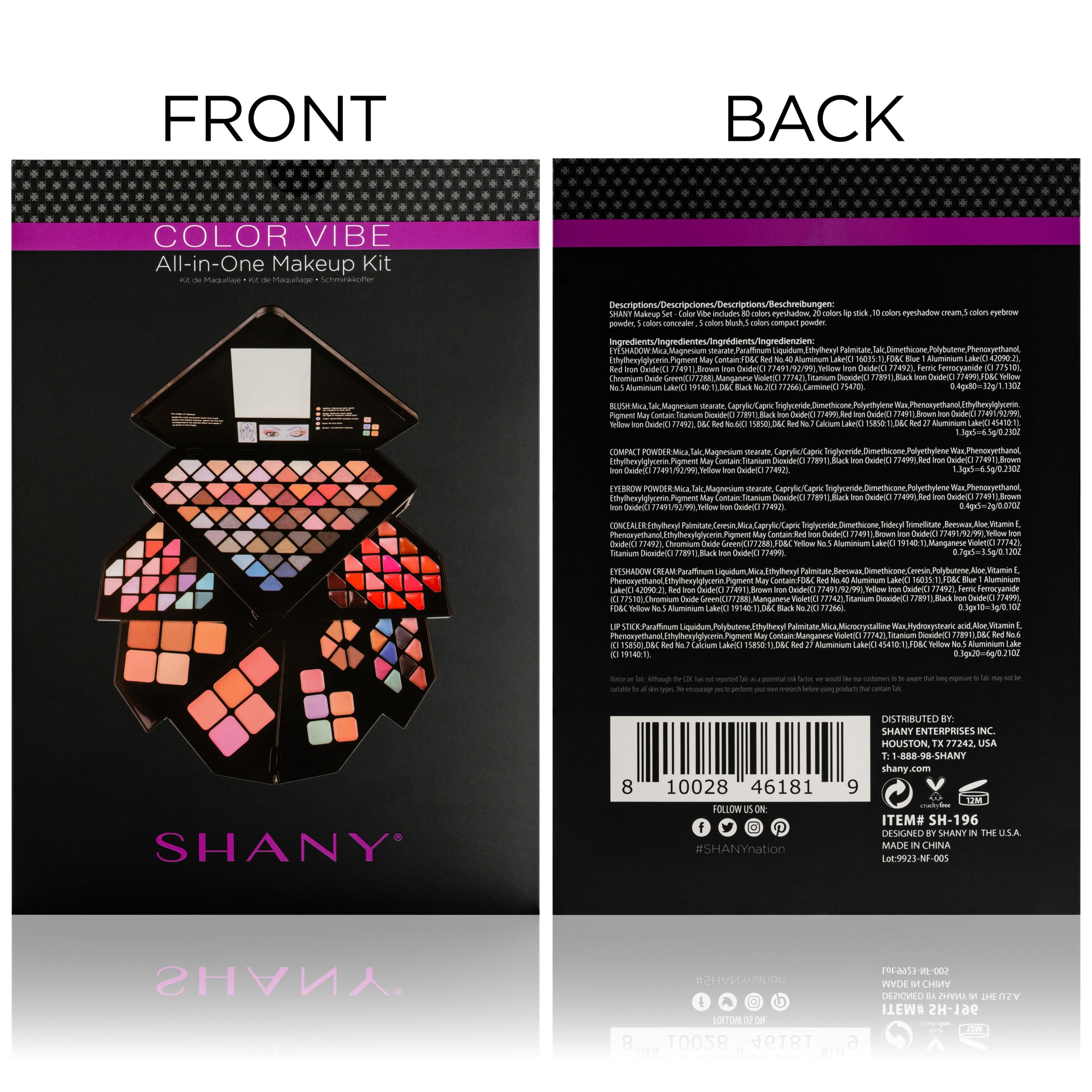 SHANY Elevated Essentials Makeup Set - All-in-One Makeup Kit with 72 Eyeshadows, 28 Lip Colors, 18 Gel Eyeliners, 10 Blushes, 1 Eye Primer, and 1 Cream Concealer