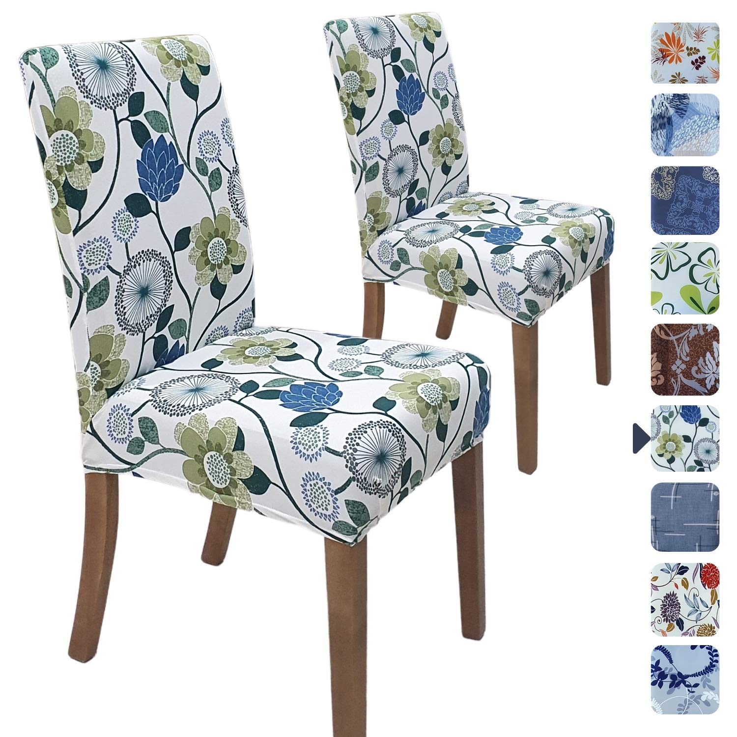 SPRINGRICO Chair Covers for Dining Room 6 Pack, Stretch Dining Chair Cover, Washable Spandex Kitchen Parsons Chair Slipcovers, Removable Seat Protector for Home or Party (Set of 6, Floral Beige)