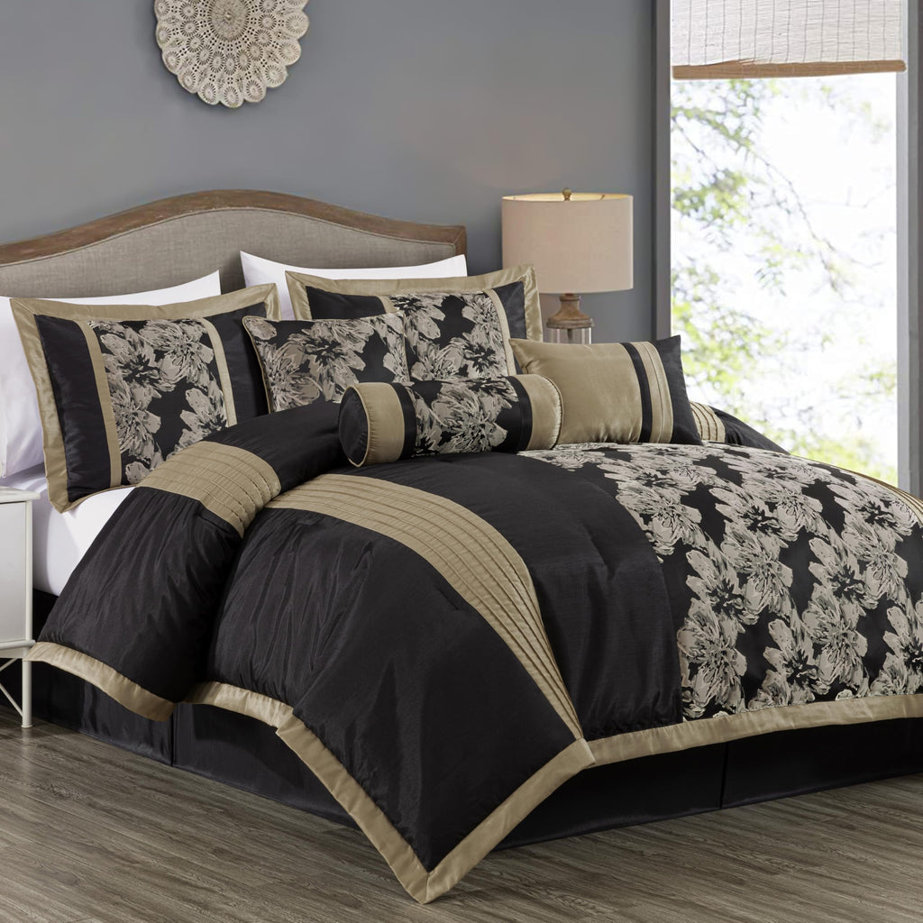 Chezmoi Collection Adelle 7-Piece Paisley Jacquard Embroidered Comforter Bedding Set, King Size