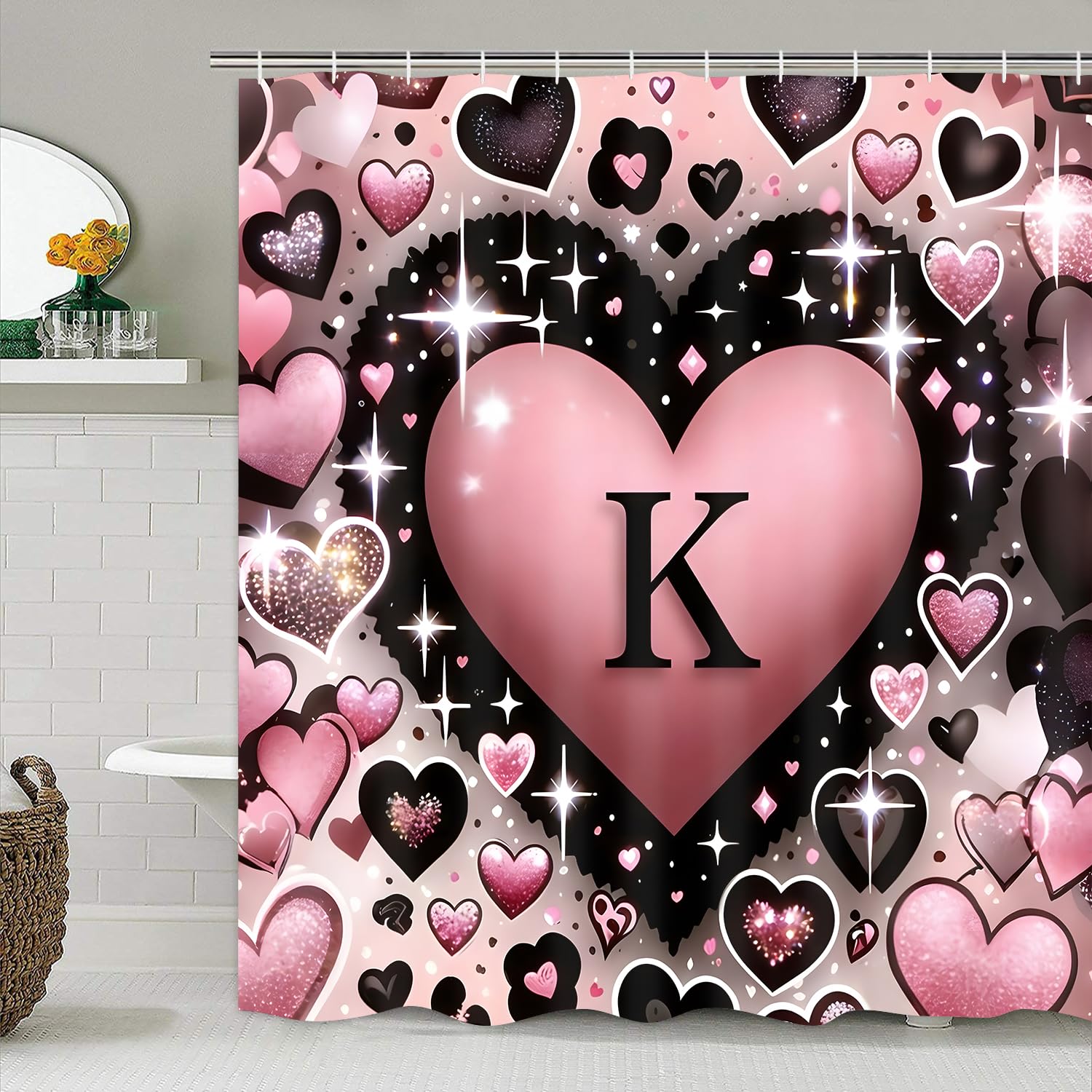 AZHM Golden Crown Print Shower Curtain Set Black Luxury Bathroom Accessories Sets with Shower Curtain and Rugs