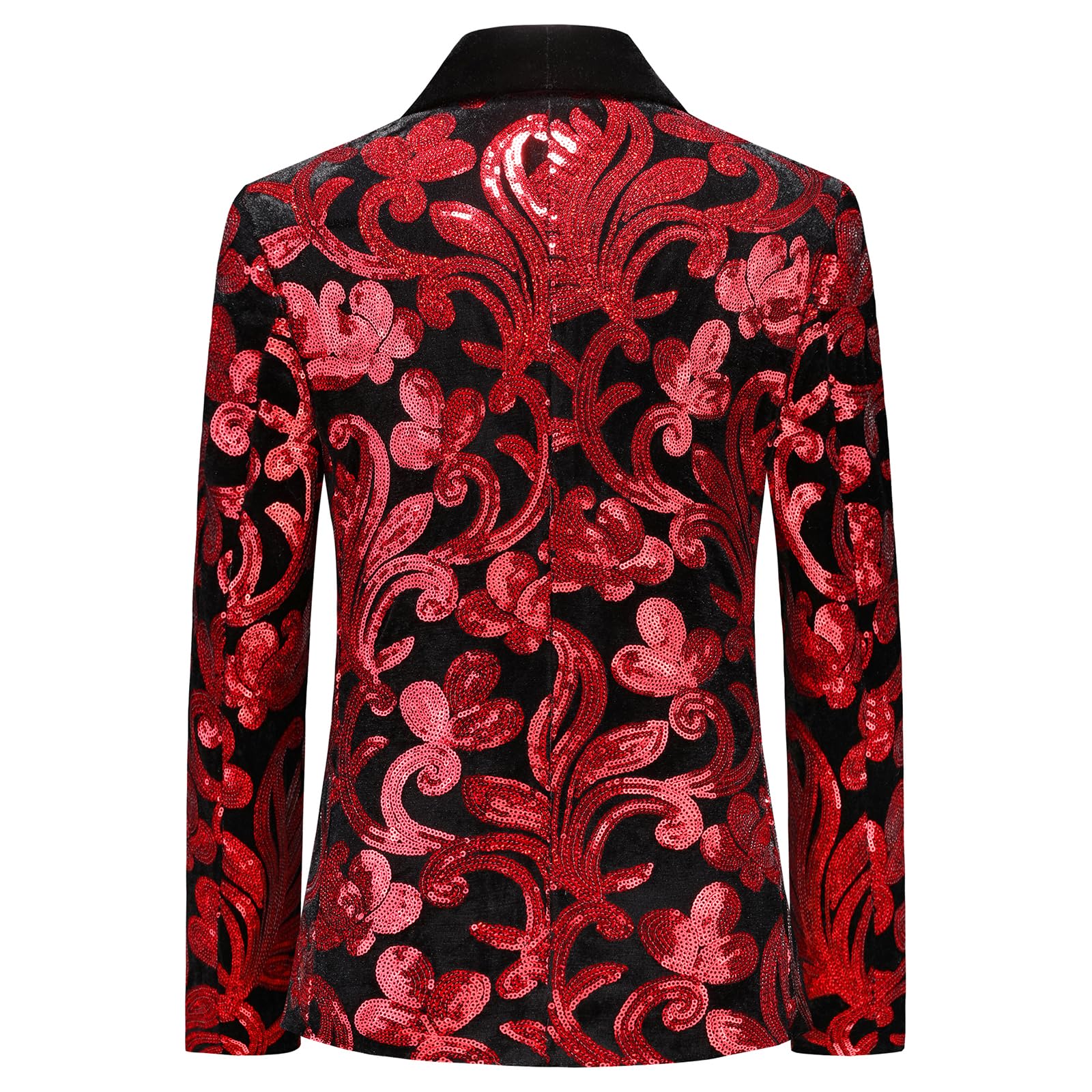 Lamgool Boys Tuxedo Suit Slim Fit Formal Set 2 Pieces with Floral Jacquard Sequin Blazer Black Pants for Kids Prom Wedding