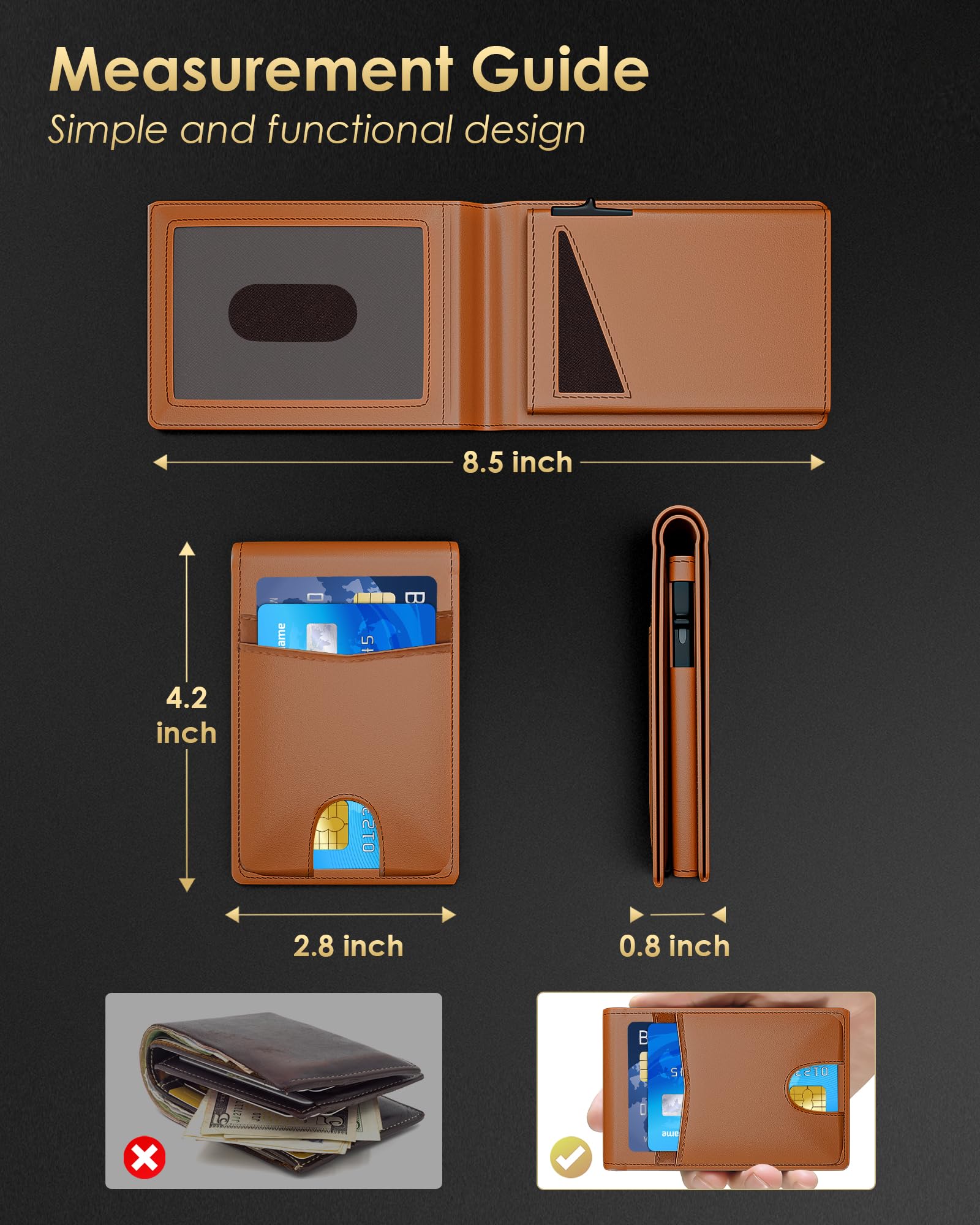 2026 Wallet for Men - RFID Blocking [Functional & Practical] Bifold Slim Minimalist Credit Card Holder Pop Up Wallet Metal Case with Cash Slot, Front Pocket with ID Window, Gift Boxed (Carbon Fiber)