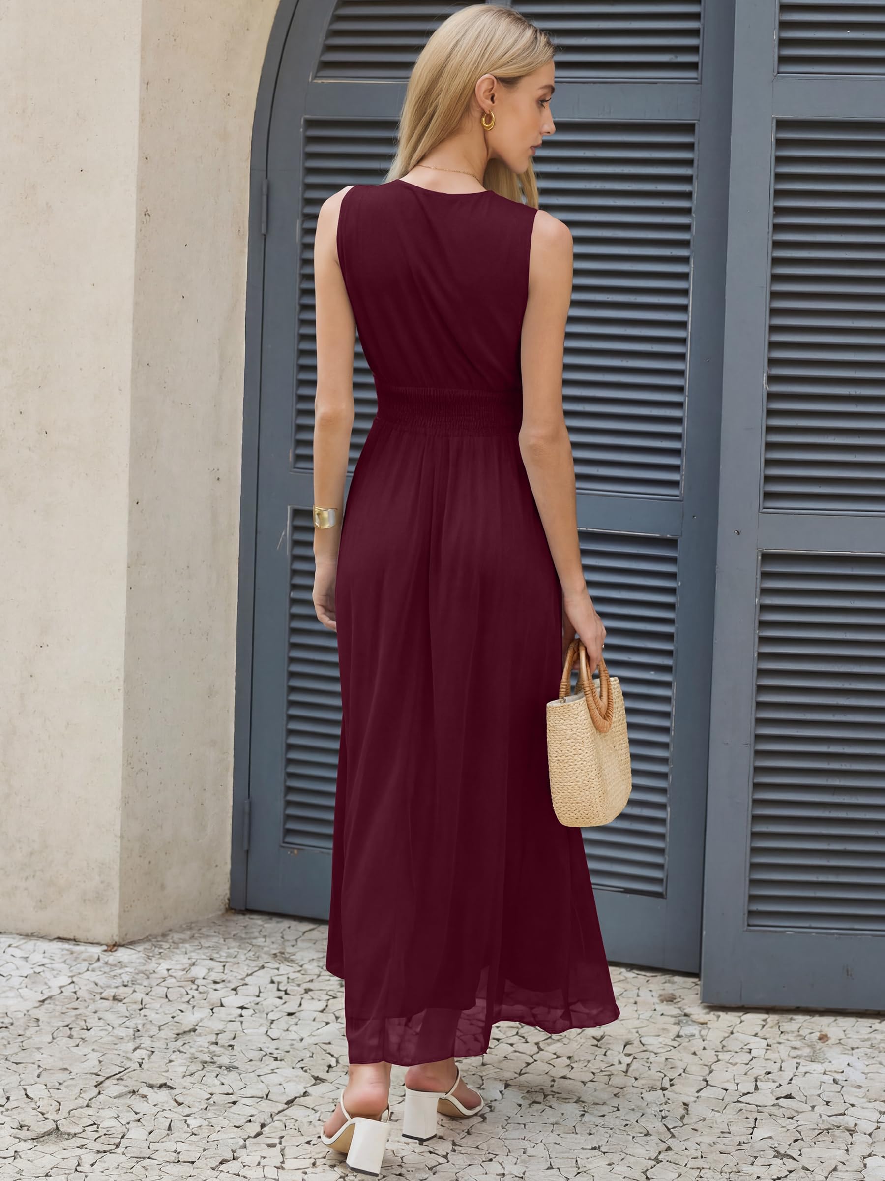 ANRABESS Womens Summer Floral Maxi Dress, A Line Tulle,Elegant for Wedding Guest & Beach Vacation,Flowy Casual Boho Outfits