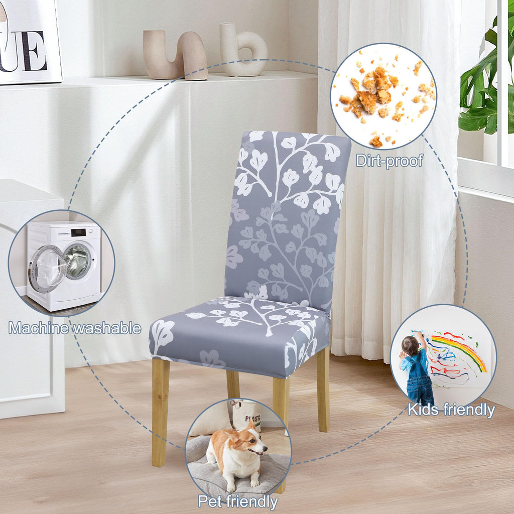 BIETYONE Stretch Dining Chair Covers Set of 6, Soft Removable Washable Kitchen Parsons Chair Slipcovers, High Elastic Seat Protector for Home Hotel Banquet
