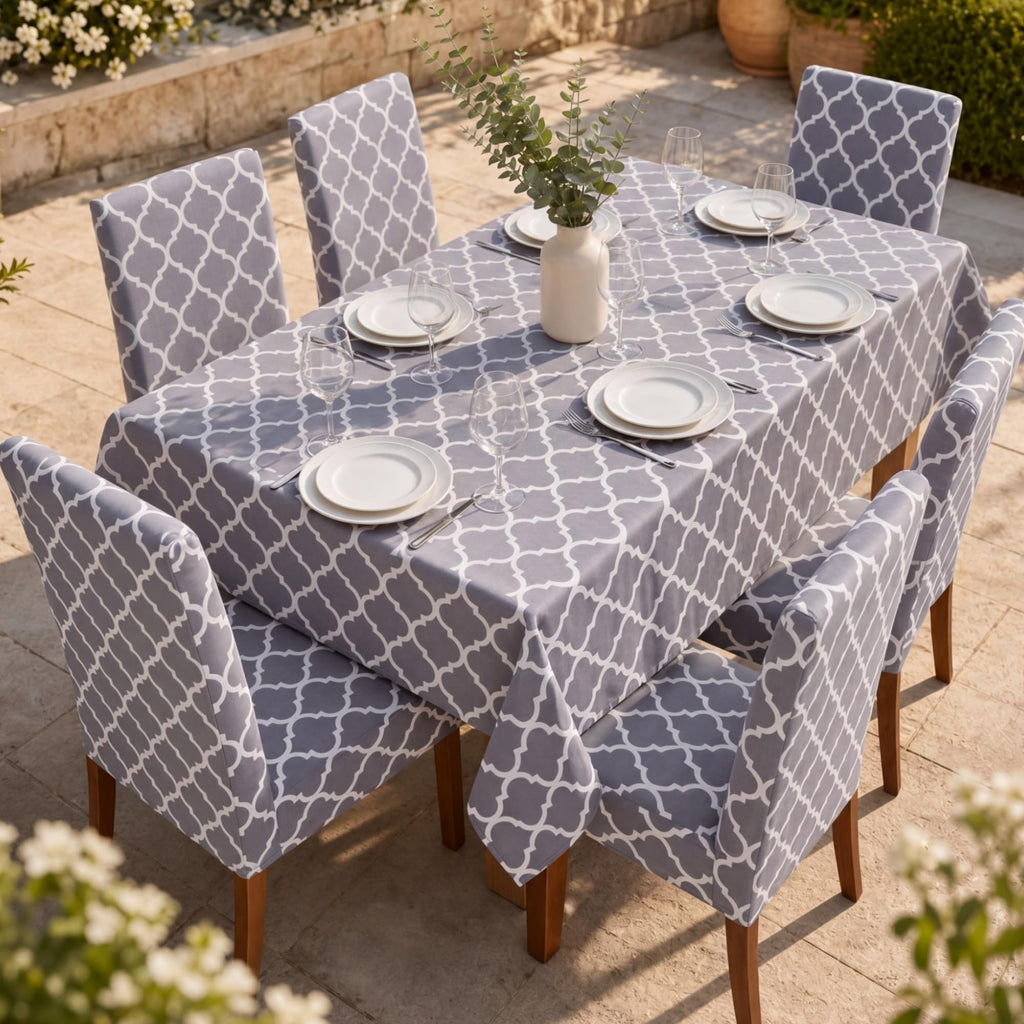 7 Pcs Sunflower Chair Covers and Tablecloth Set 60 x 84 Inch Waterproof Stain Rectangular Table Cover with Stretchable Removable Chair Slipcovers for Dining Room Kitchen Patio Summer Parties