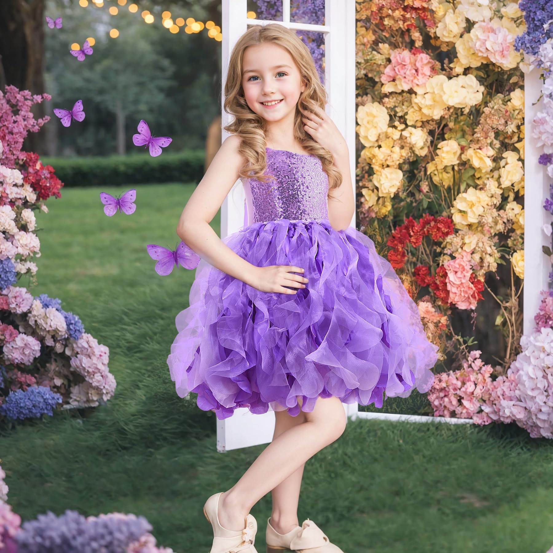 Suppromo Tutu Dress for Girls Sparkly Sequin Tulle Princess Birthday Party Prom Outfit Toddler Girls Sneaker Ball Gown Dress