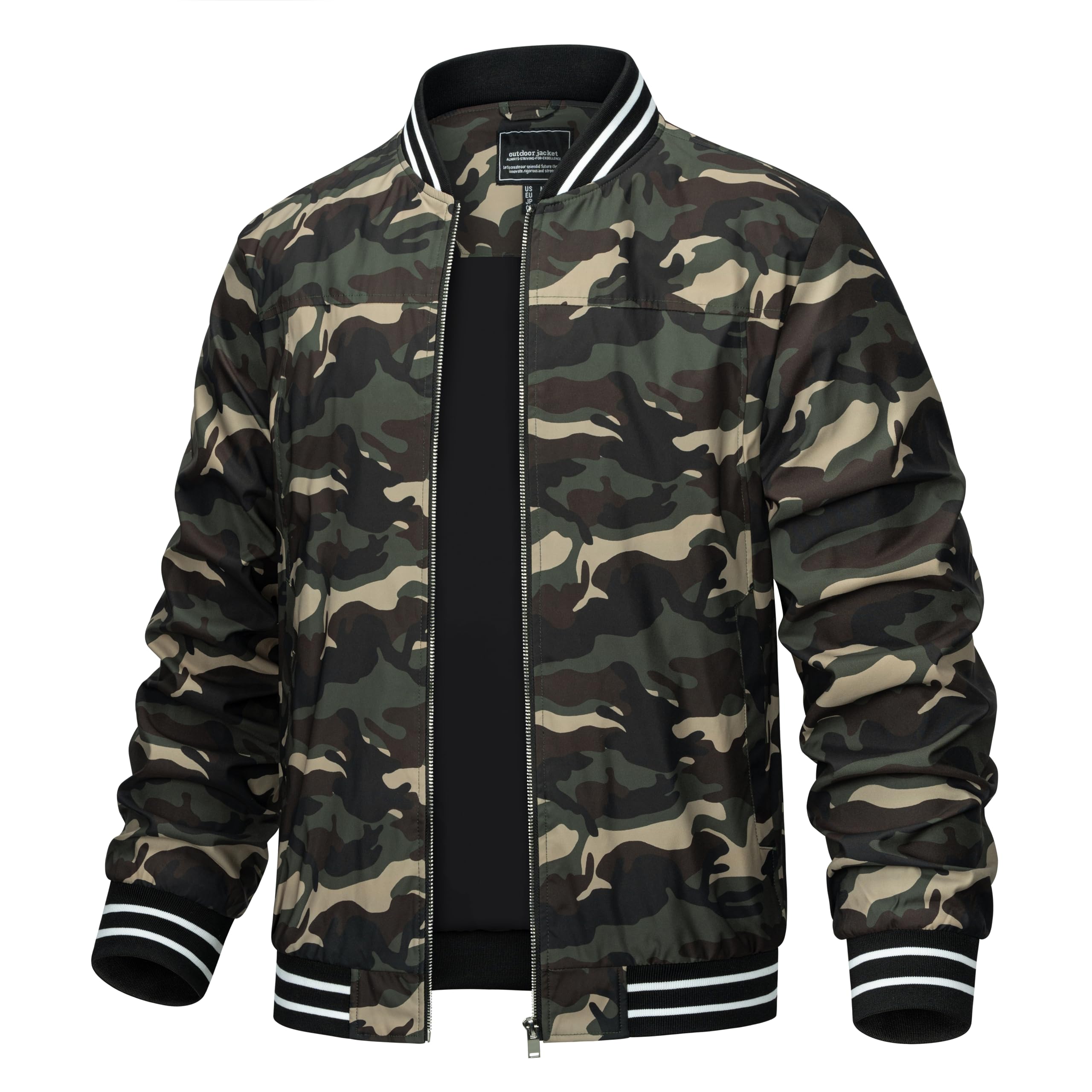 TACVASEN Men's Lightweight Jacket Casual Spring Fall Windbreaker Bomber Zip Up Coat With Pocket