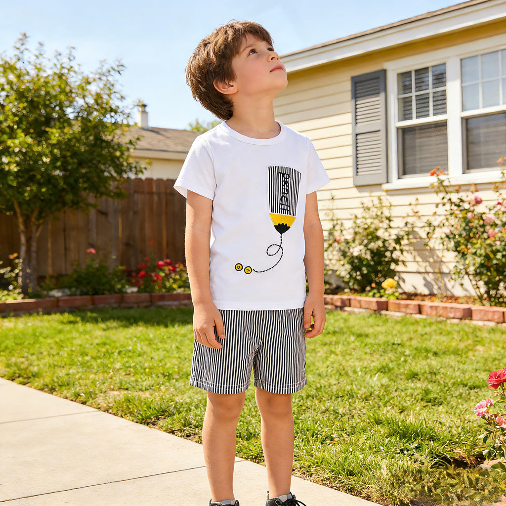 Kids Tween Boy Casual Clothing Set Letter Graphic Colorblock Tee +Shorts Summer Clothing Set 4-14 Years