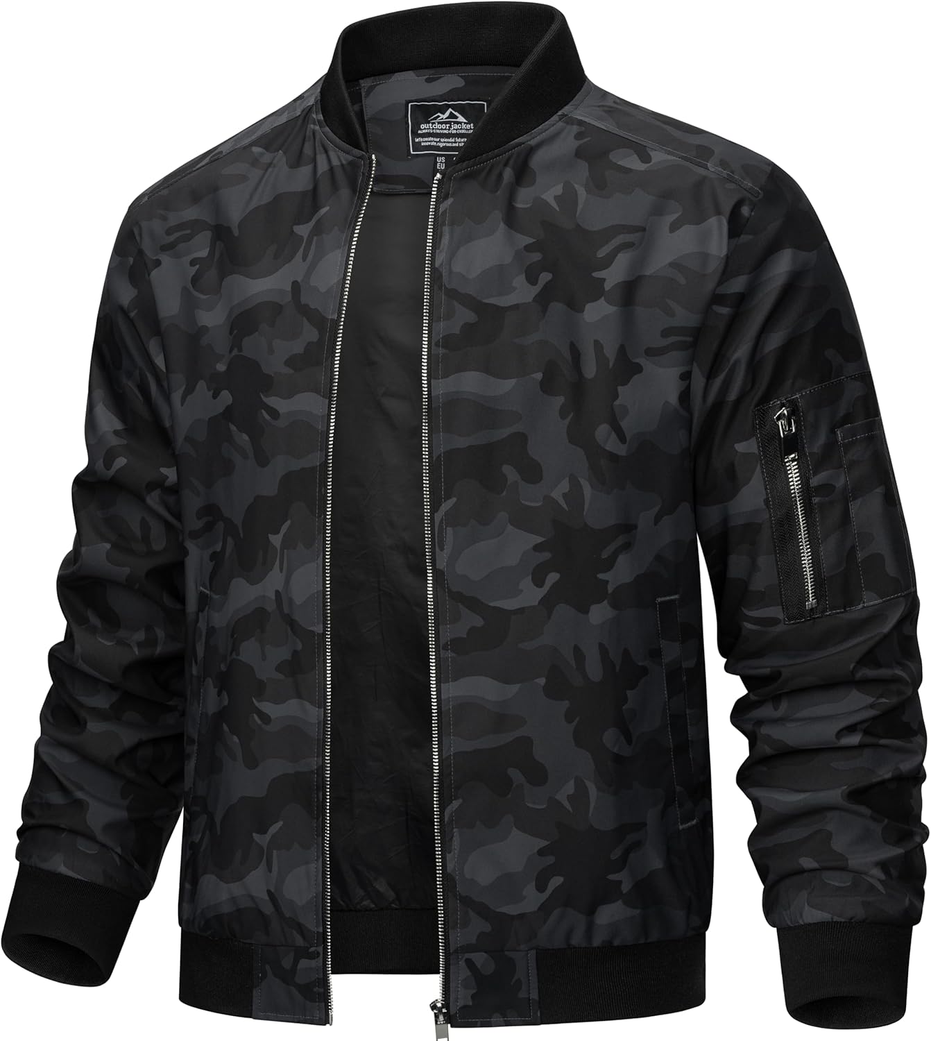 TACVASEN Men's Bomber Jacket Lightweight Casual Spring Fall Windbreaker Zip Up Coat with Pocket
