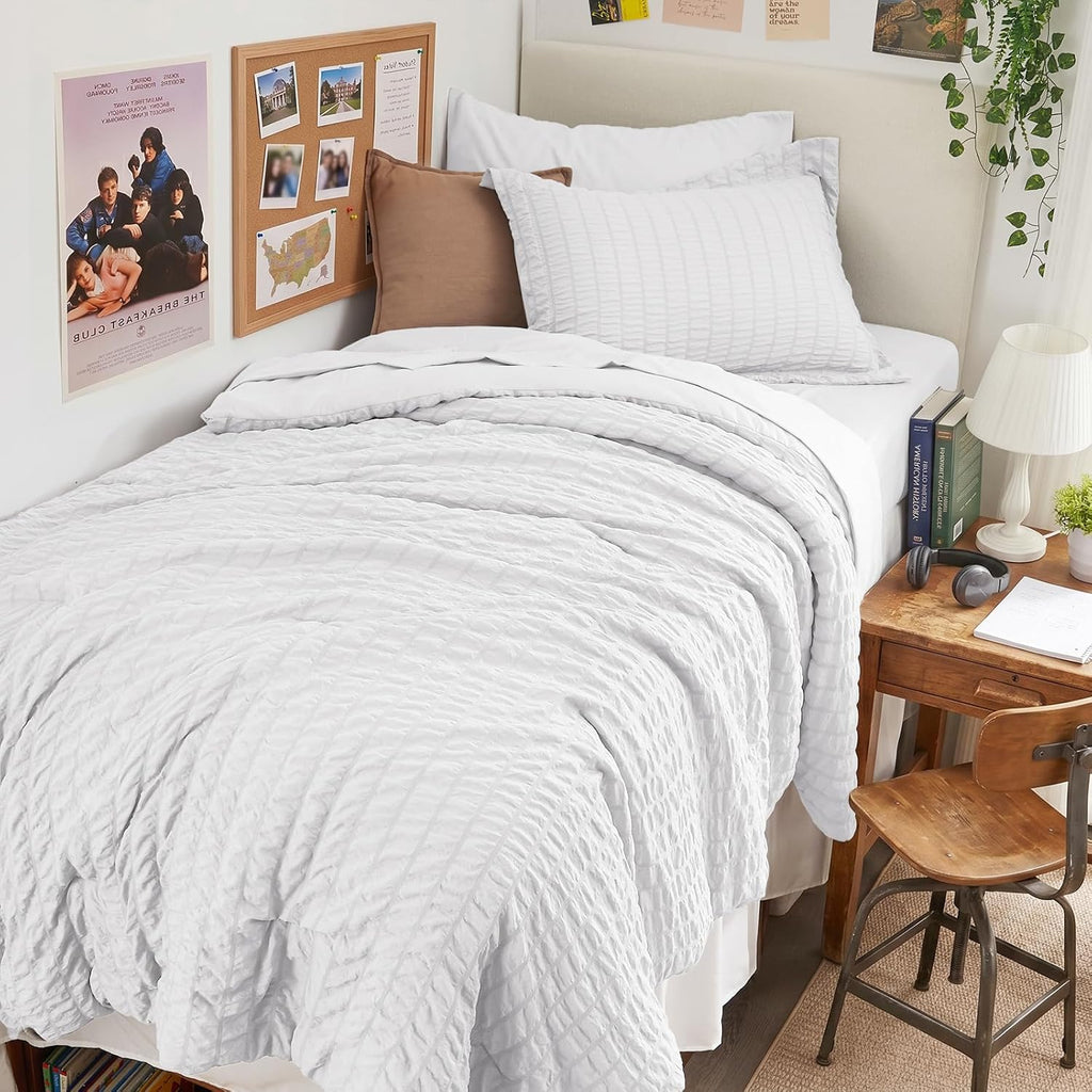 HYMOKEGE 7 Piece King Size Comforter Set Seersucker, All Season Luxury Bed in a Bag for Bedroom, Bedding Set with Comforters, Sheets, Pillowcases & Shams, Dark Grey