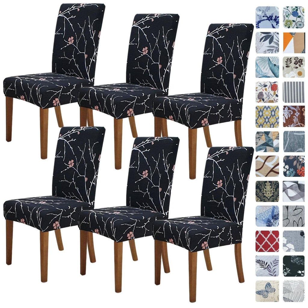 SPRINGRICO Chair Covers for Dining Room 6 Pack, Stretch Dining Chair Cover, Washable Spandex Kitchen Parsons Chair Slipcovers, Removable Seat Protector for Home or Party (Set of 6, Floral Beige)