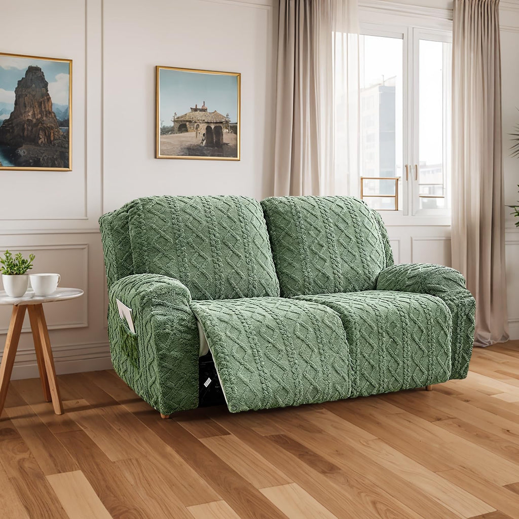 JOKIVTOU Recliner Chair Covers 4-Pieces Reclining Chair Slipcovers with Pocket& Elastic Bottom, Soft Feel Fitted Lazy Boy Sofa Couch Cover Washable, Stretch Recliner Furniture Protector