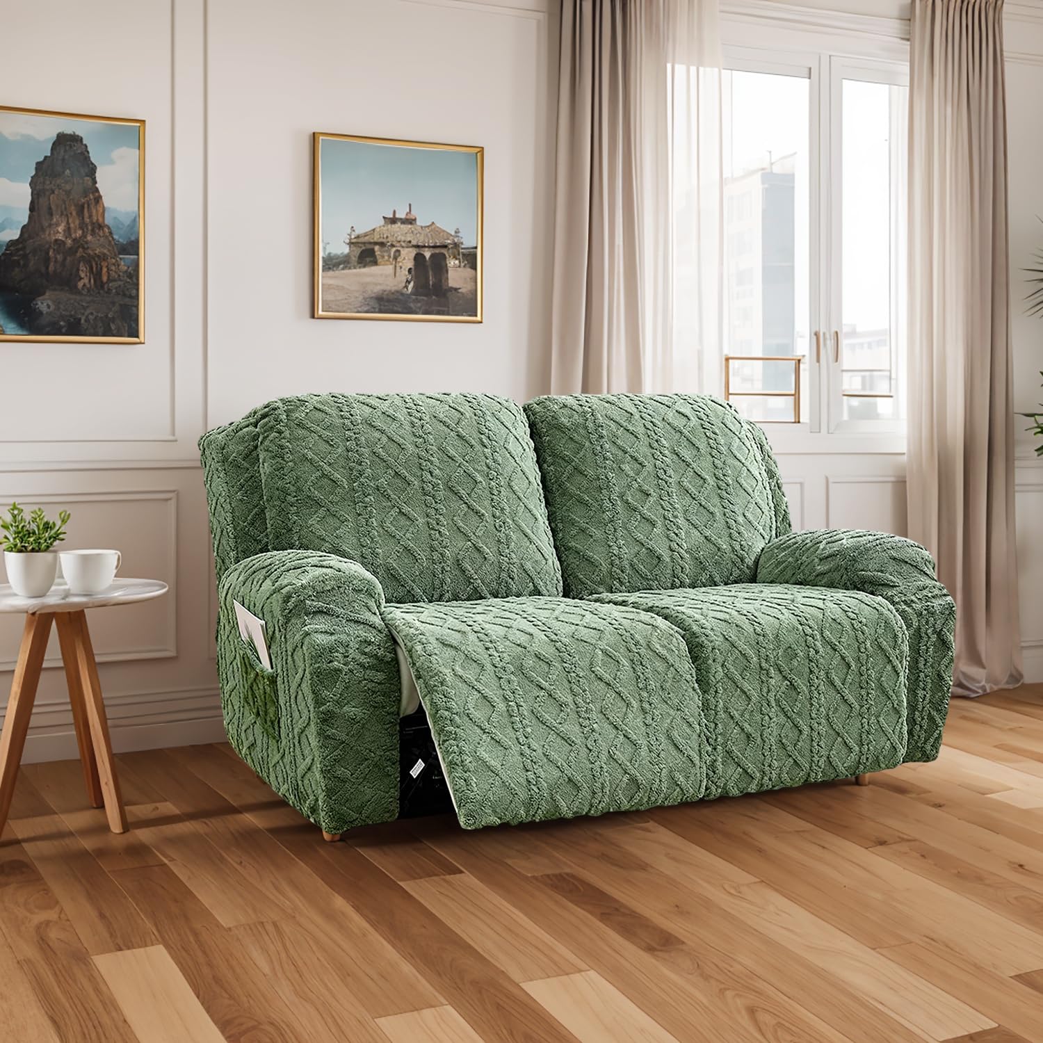 JOKIVTOU Recliner Chair Covers 4-Pieces Reclining Chair Slipcovers with Pocket& Elastic Bottom, Soft Feel Fitted Lazy Boy Sofa Couch Cover Washable, Stretch Recliner Furniture Protector