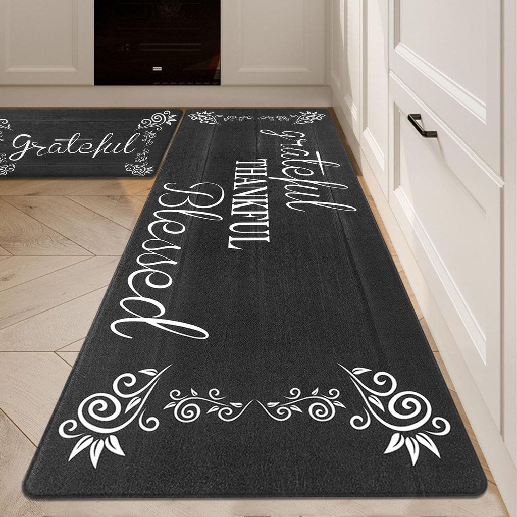 HEBE Anti Fatigue Kitchen Mat Set of 2 Non Slip Cushioned Kitchen Mats for Floor Waterproof Farmhouse Kitchen Rugs and Mats Set Comfort Standing Desk Mat Carpet for Sink,Office,Laundry