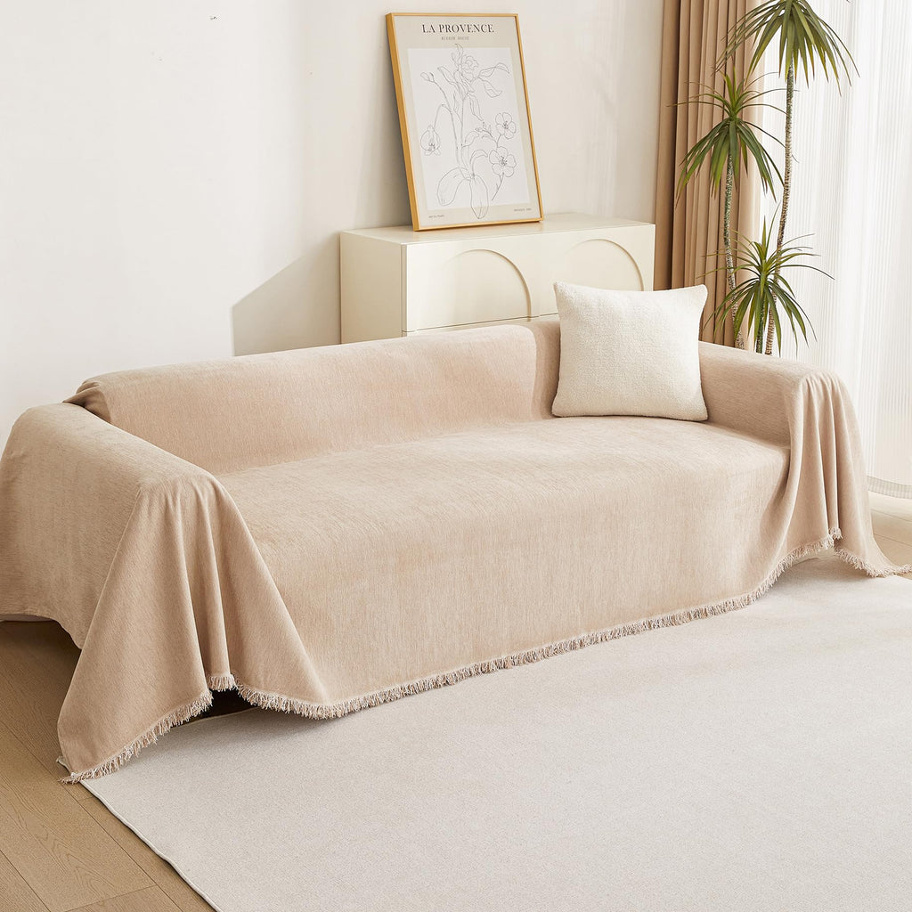 MYSKY HOME Boho Couch Cover Super Soft Couch Covers for 2-3 Cushion Couch Sofa, Modern Grey Jacquard Sofa Slipcover Loveseat Futon Cover, Couch Covers for Sectional Sofa, 71" x 118", Grey Curve