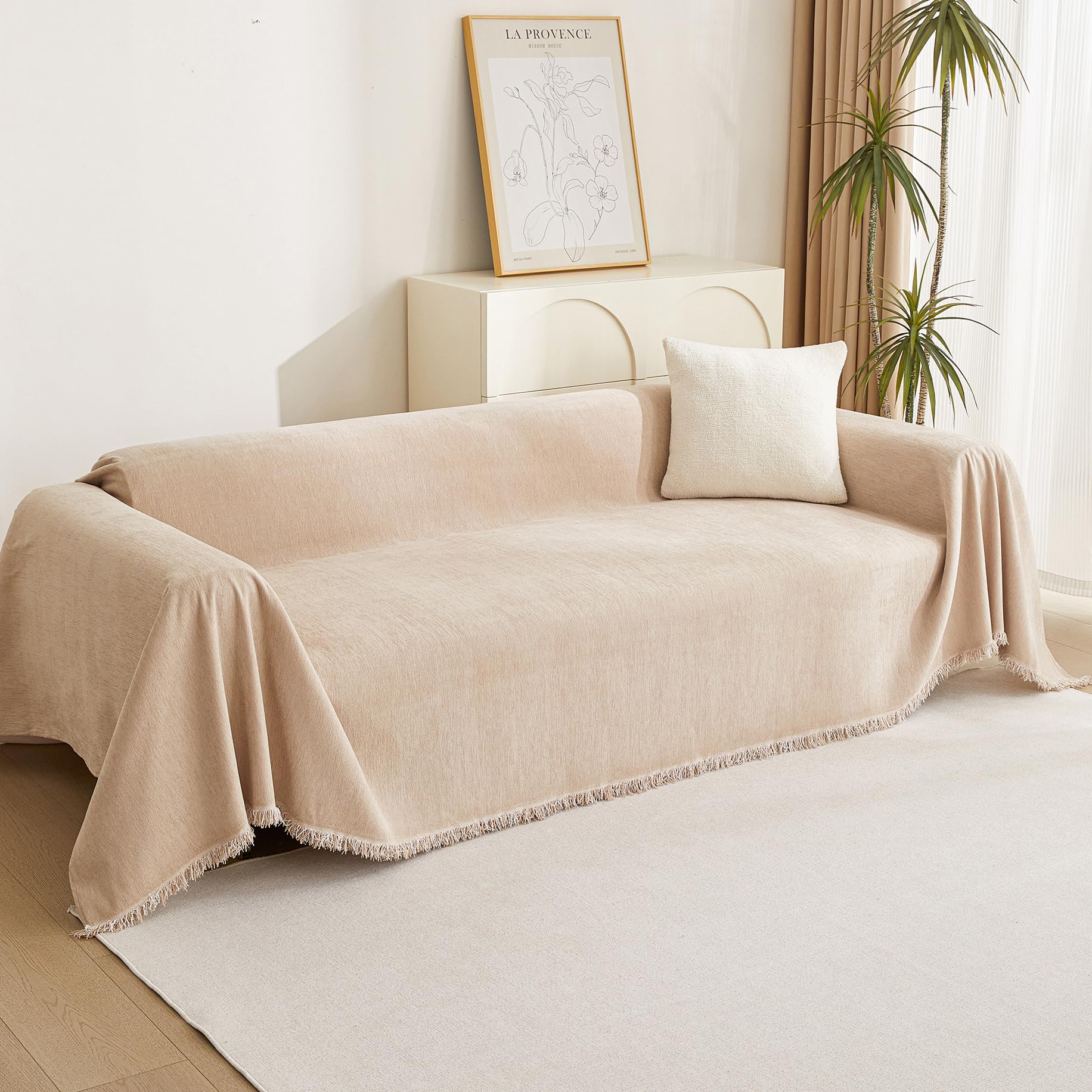 MYSKY HOME Boho Couch Cover Super Soft Couch Covers for 2-3 Cushion Couch Sofa, Modern Grey Jacquard Sofa Slipcover Loveseat Futon Cover, Couch Covers for Sectional Sofa, 71" x 118", Grey Curve
