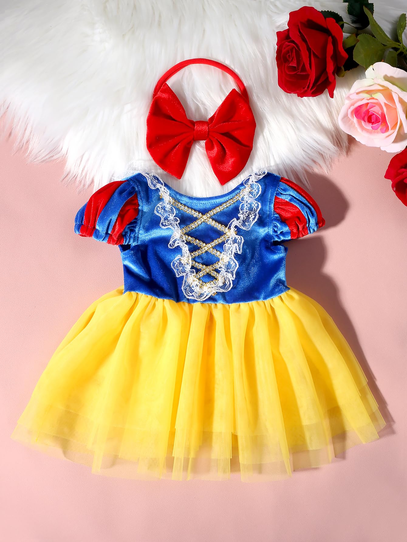 Ylsteed Newborn Photography Outfits Girls Newborn Photography Props Baby Girls Lace Romper with Tulle Skirt Infant Photo shoot Outfits Photo Props