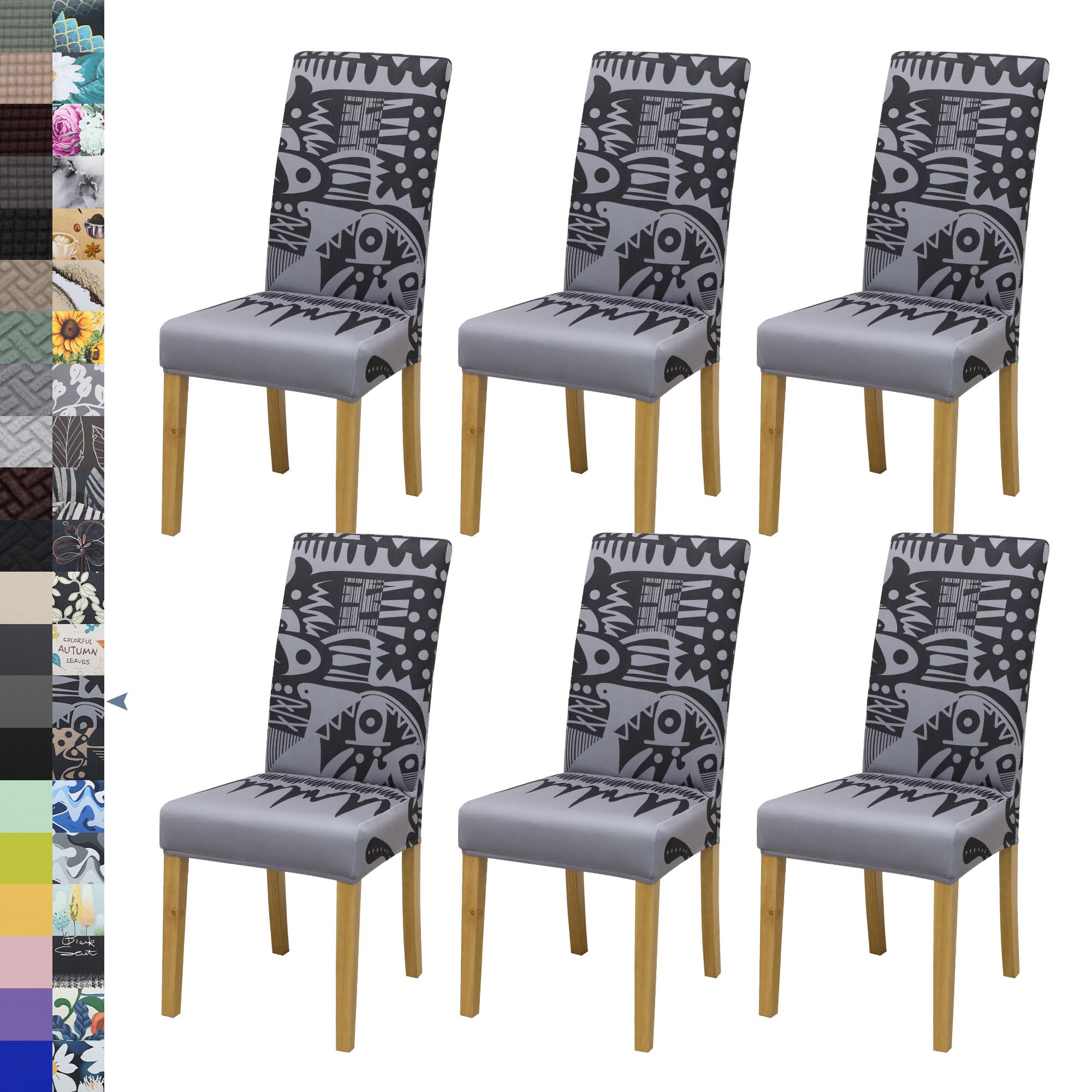 BIETYONE Stretch Dining Chair Covers Set of 6, Soft Removable Washable Kitchen Parsons Chair Slipcovers, High Elastic Seat Protector for Home Hotel Banquet