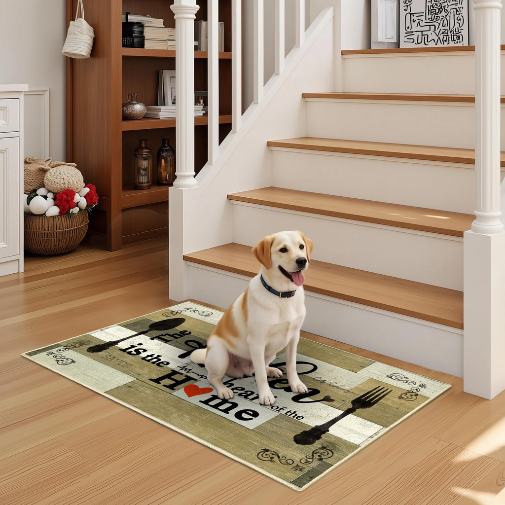 Tritard 100% Non Slip Kitchen Mats for Floor Washable Kitchen Rugs Sets of 3 Farmhouse Kitchen Runner Rug Soft Rustic Kitchen Floor Carpet for Hallway, Laundry, Sink, Office, Brown
