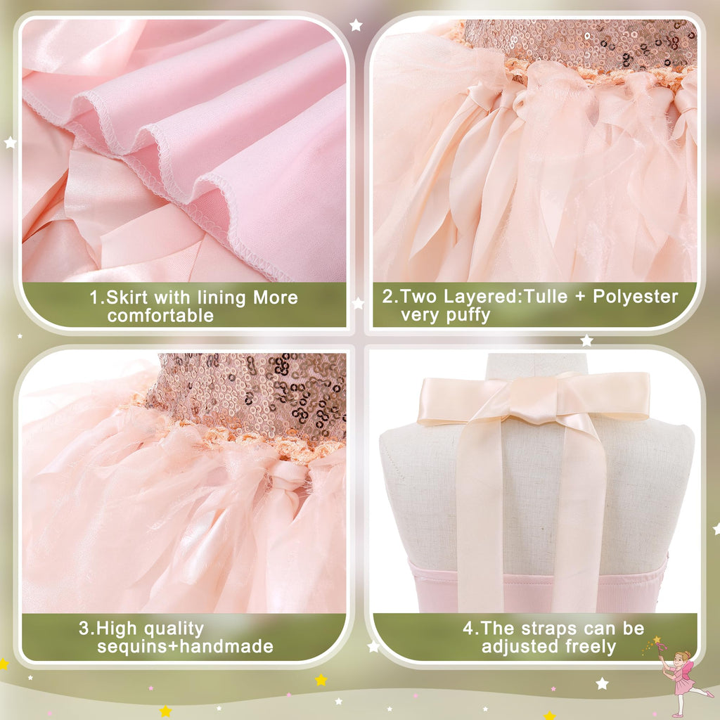 Suppromo Tutu Dress for Girls Sparkly Sequin Tulle Princess Birthday Party Prom Outfit Toddler Girls Sneaker Ball Gown Dress