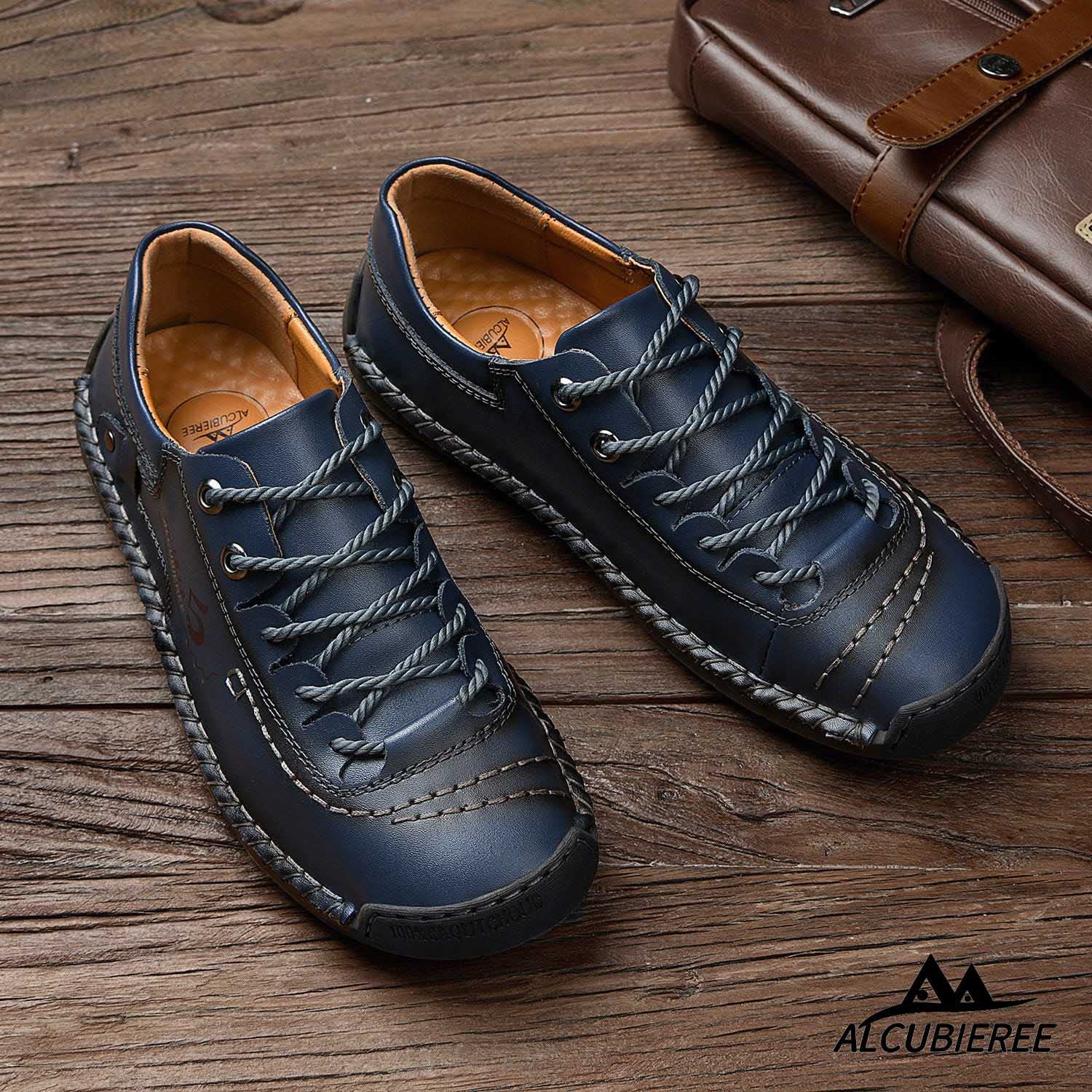 alcubieree Mens Leather Casual Shoes Comfortable Fashion Sneakers Loafers Lightweight Dress Walking Driving Shoes for Men（Size 7.5-13）