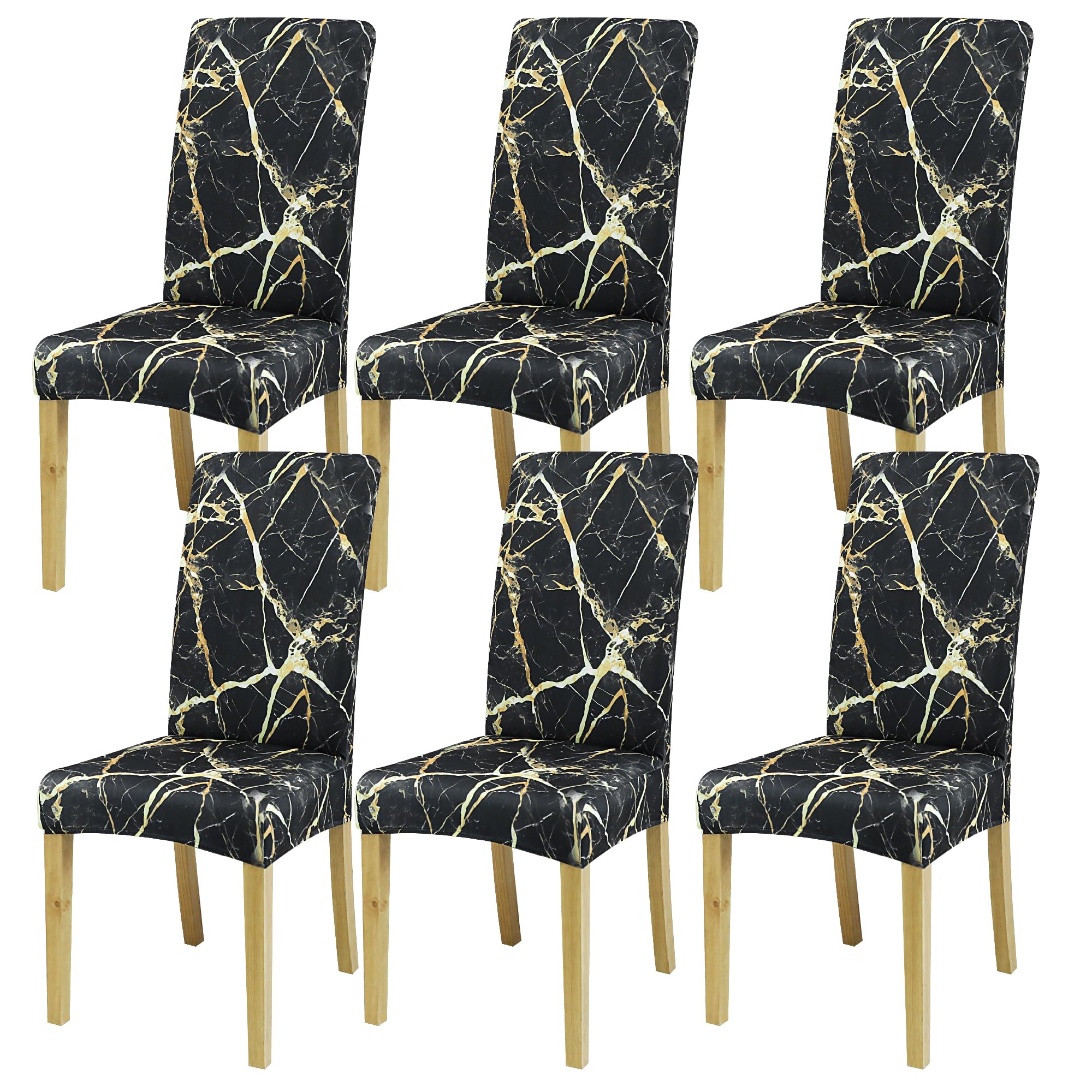 BIETYONE Stretch Dining Chair Covers Set of 6, Soft Removable Washable Kitchen Parsons Chair Slipcovers, High Elastic Seat Protector for Home Hotel Banquet