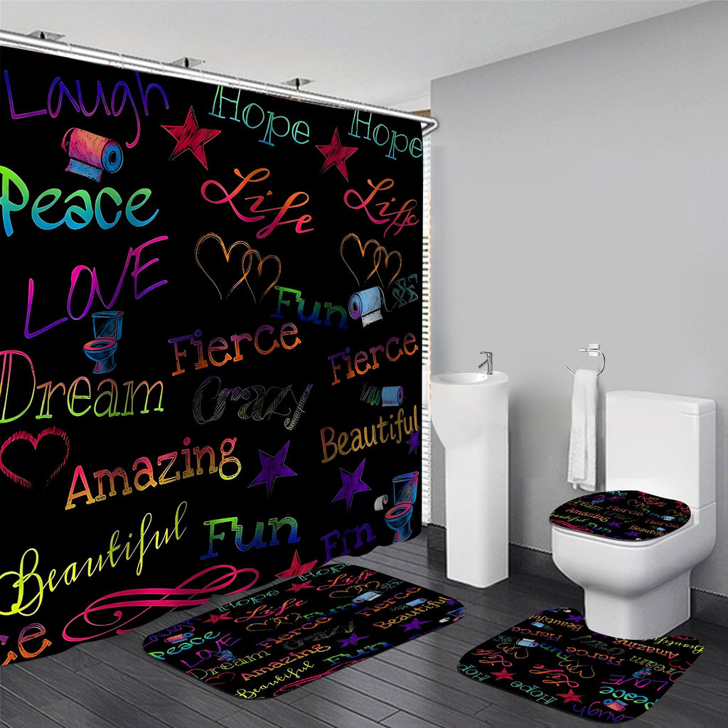 AZHM Golden Crown Print Shower Curtain Set Black Luxury Bathroom Accessories Sets with Shower Curtain and Rugs