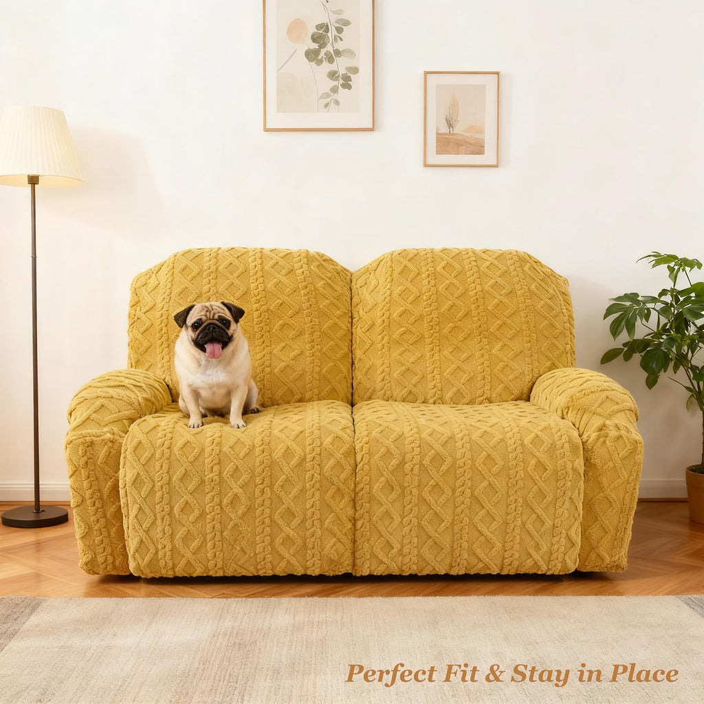 JOKIVTOU Recliner Chair Covers 4-Pieces Reclining Chair Slipcovers with Pocket& Elastic Bottom, Soft Feel Fitted Lazy Boy Sofa Couch Cover Washable, Stretch Recliner Furniture Protector