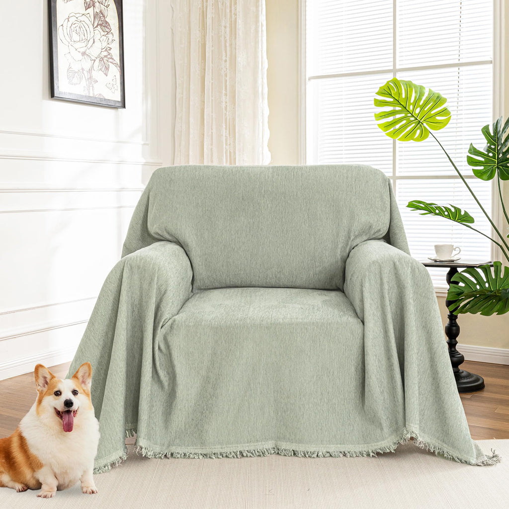MYSKY HOME Boho Couch Cover Super Soft Couch Covers for 2-3 Cushion Couch Sofa, Modern Grey Jacquard Sofa Slipcover Loveseat Futon Cover, Couch Covers for Sectional Sofa, 71" x 118", Grey Curve