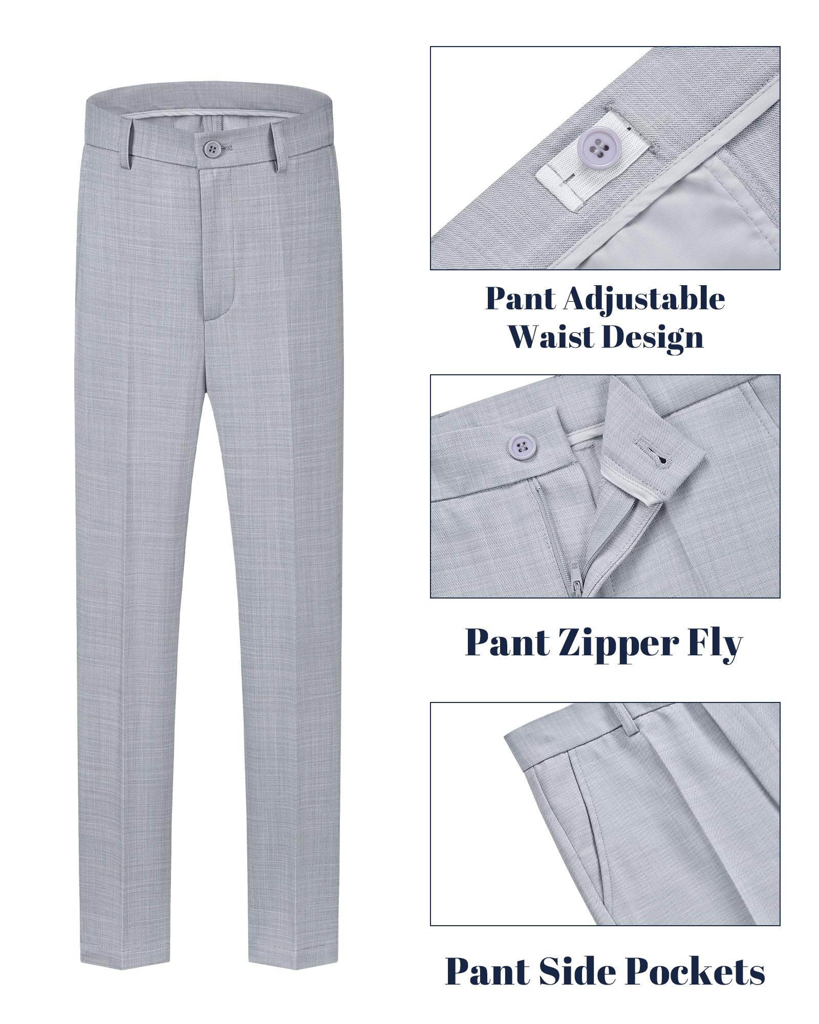 WULFUL Boys' Slim Fit Suit 3 Pieces:Jacket, Pants, Shirt,Summer Suit Set for Teens Boys Wedding Beach
