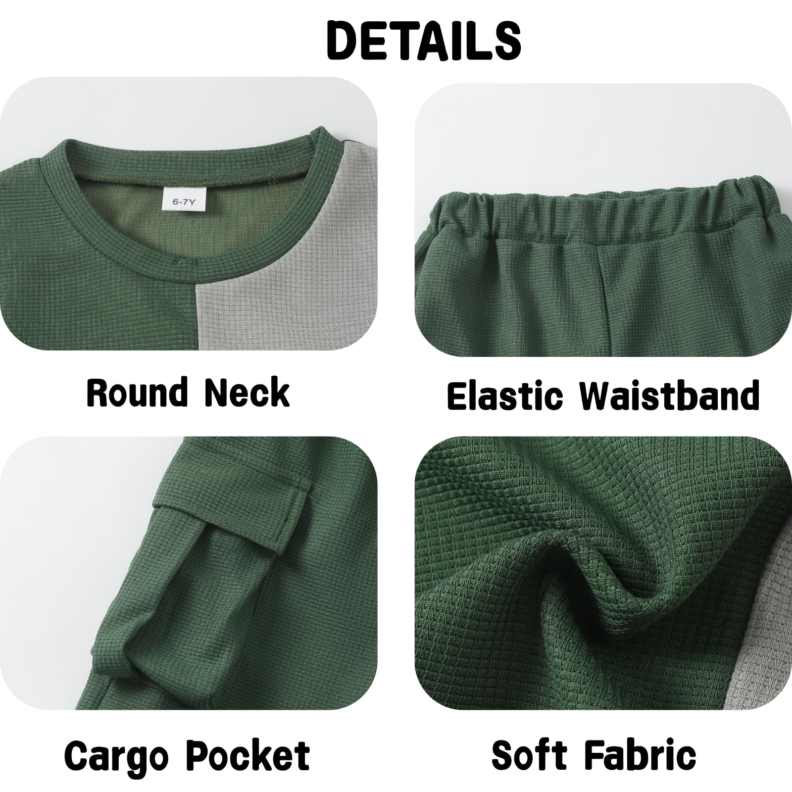 Azmxynol Tween Boys Clothes Daily Casual Short Sleeve Top + Cargo Shorts 2 Pieces Outfit Set, Size 6-14 Years