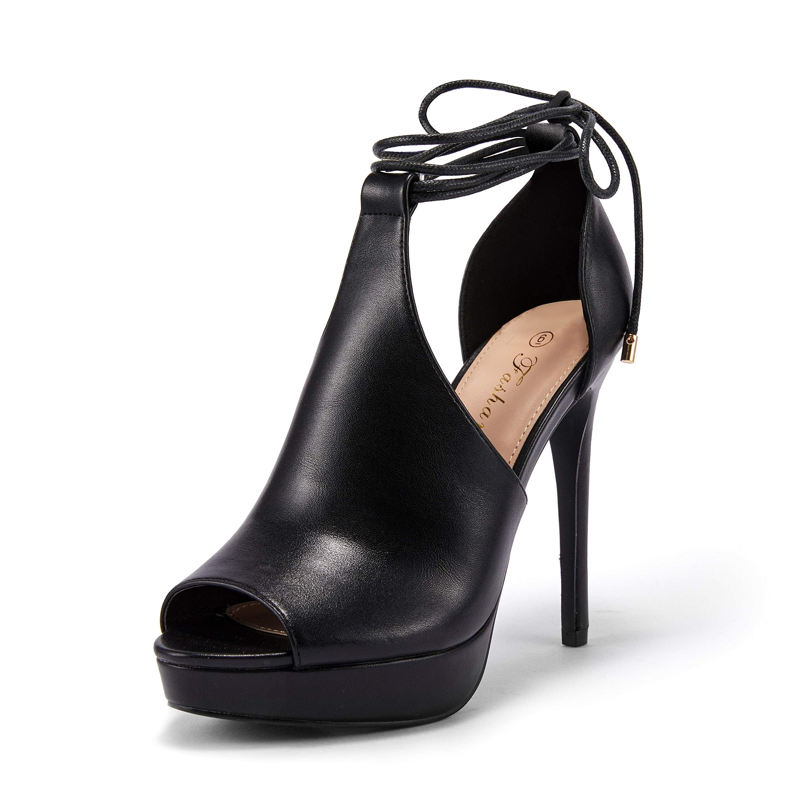 Womens Peep Toe Platform Heels Sexy Sandals Strappy Lace Up Tie Stilettos Dress Pumps Shoes