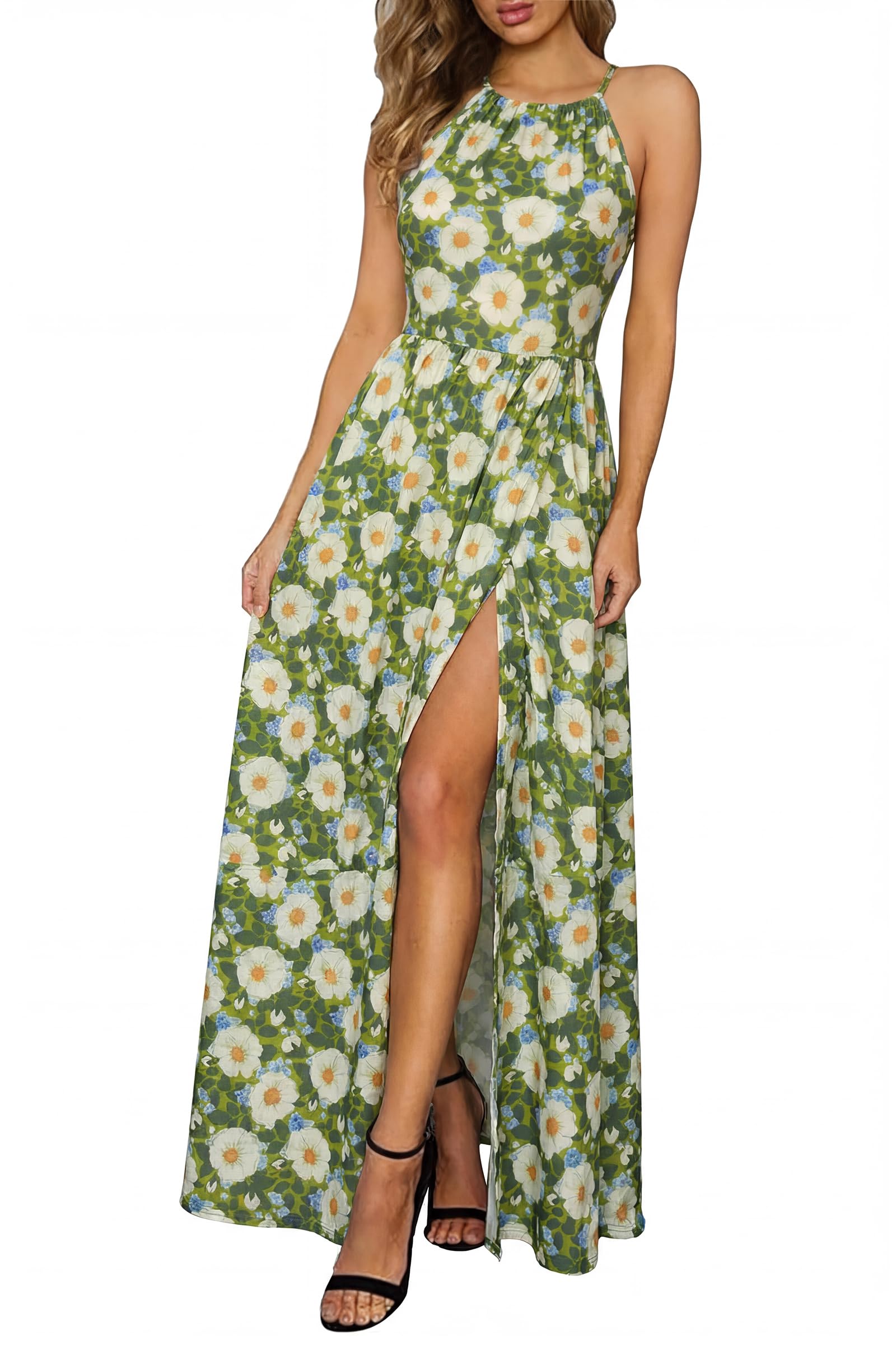 KILIG Women's Summer Floral Beach Flowy Split Maxi Long Dresses