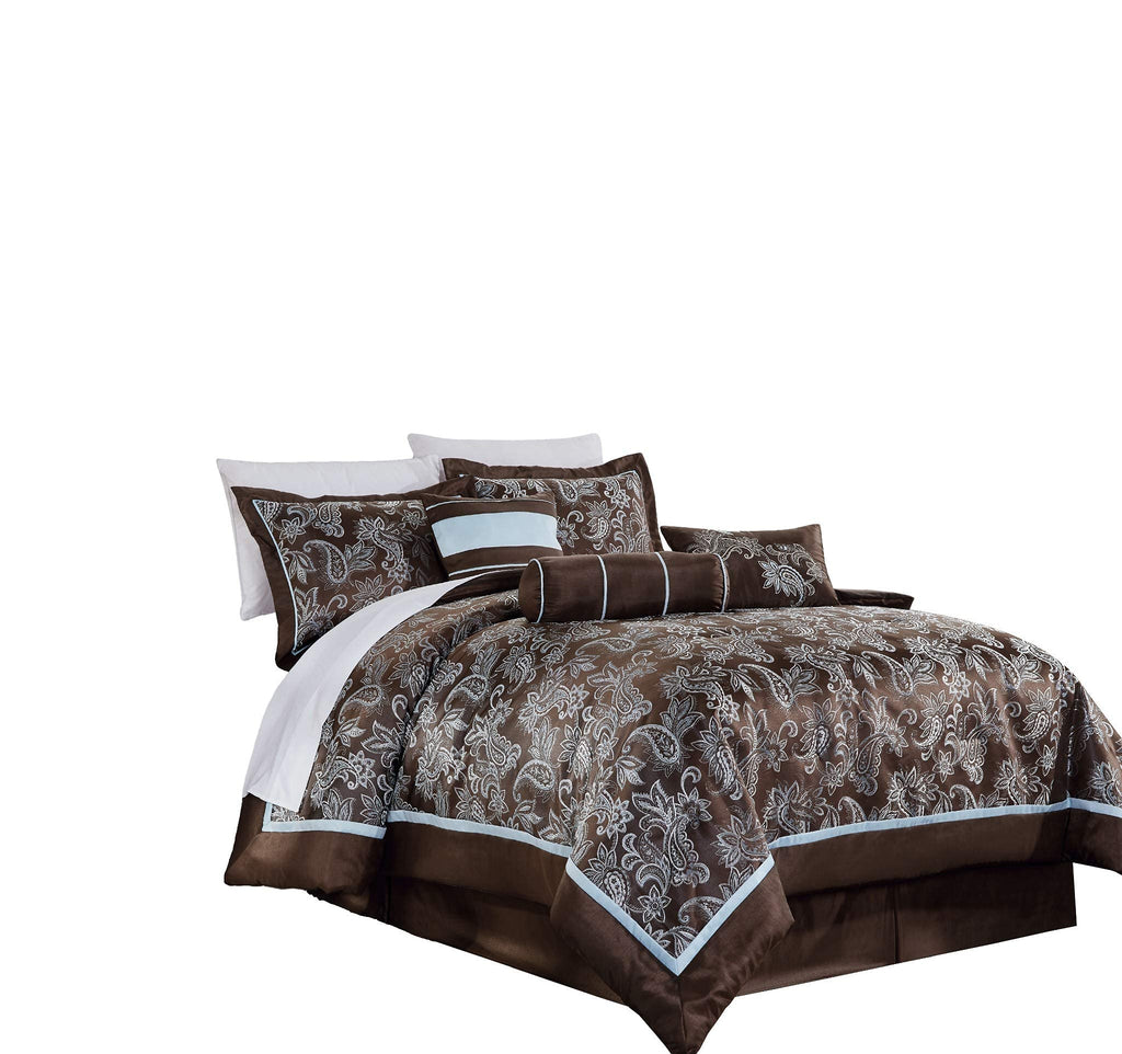 Chezmoi Collection Adelle 7-Piece Paisley Jacquard Embroidered Comforter Bedding Set, King Size