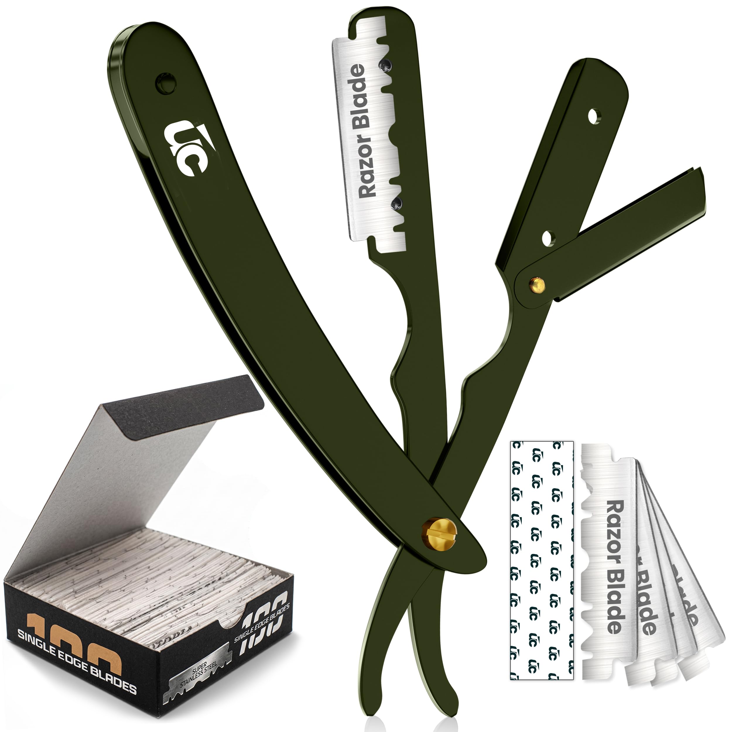 Utopia Care Professional Straight Razor for Men, Barber Straight Edge Razor Safety with 100 Pack Blades, Black