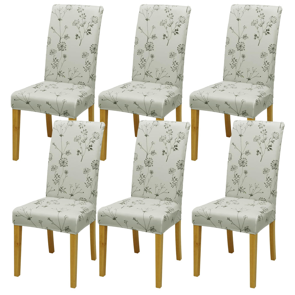 BIETYONE Stretch Dining Chair Covers Set of 6, Soft Removable Washable Kitchen Parsons Chair Slipcovers, High Elastic Seat Protector for Home Hotel Banquet