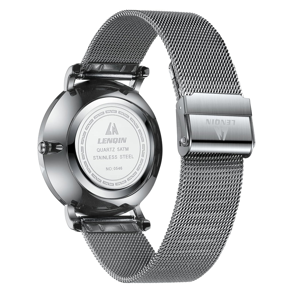 LN LENQIN Mens Watches Waterproof Stainless Steel Watch for Men Analog Quartz Fashion Business Designer Wristwatch