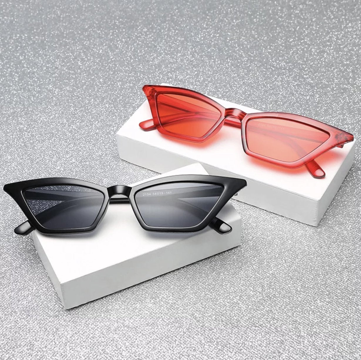 W&Y YING Small Cat Eye Sunglasses for Men and Women Skinny Retro Frame Y2K Shades Trendy Fun Fashion Glasses