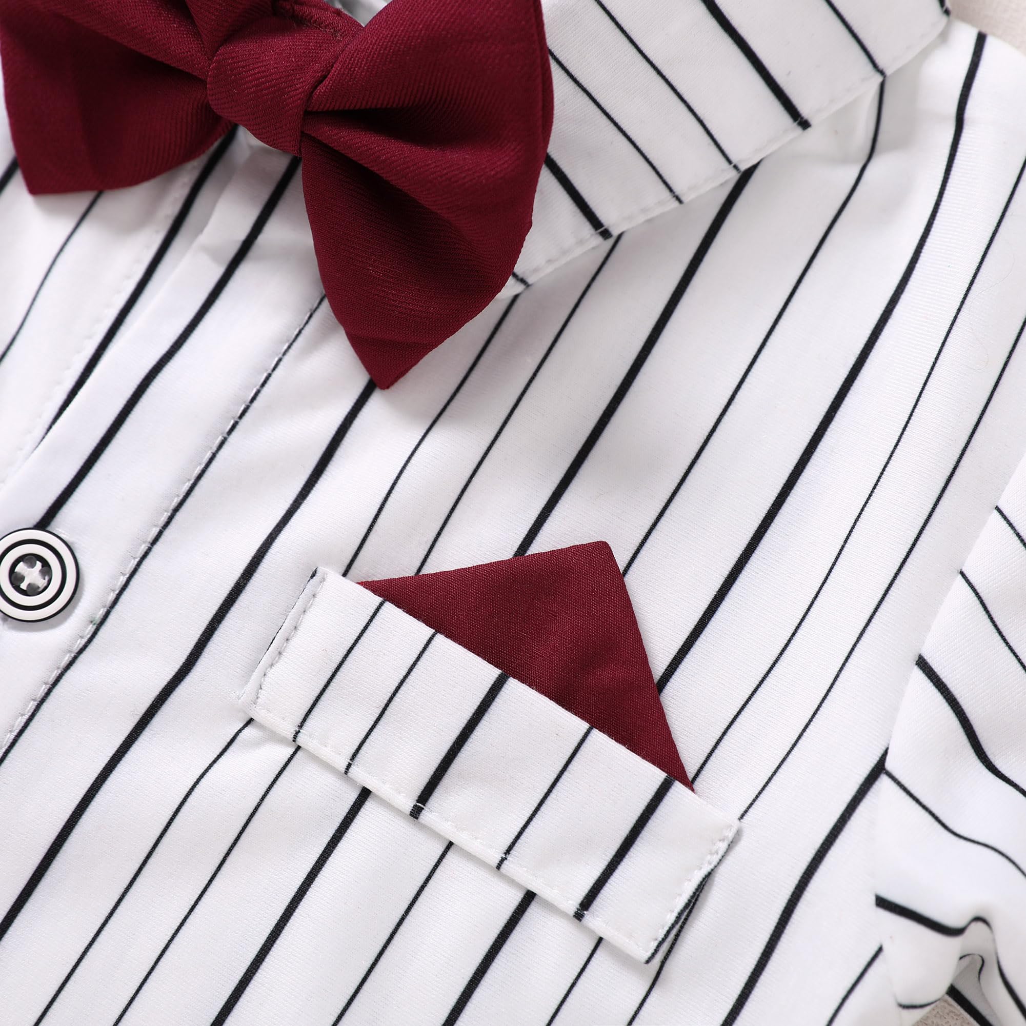 WESIDOM Baby Boy Clothes 0-18M Newborn Infant Gentleman Outfit, Shirt+Bowtie+Beret+Suspender Pant Baby boy Suit Clothing Set