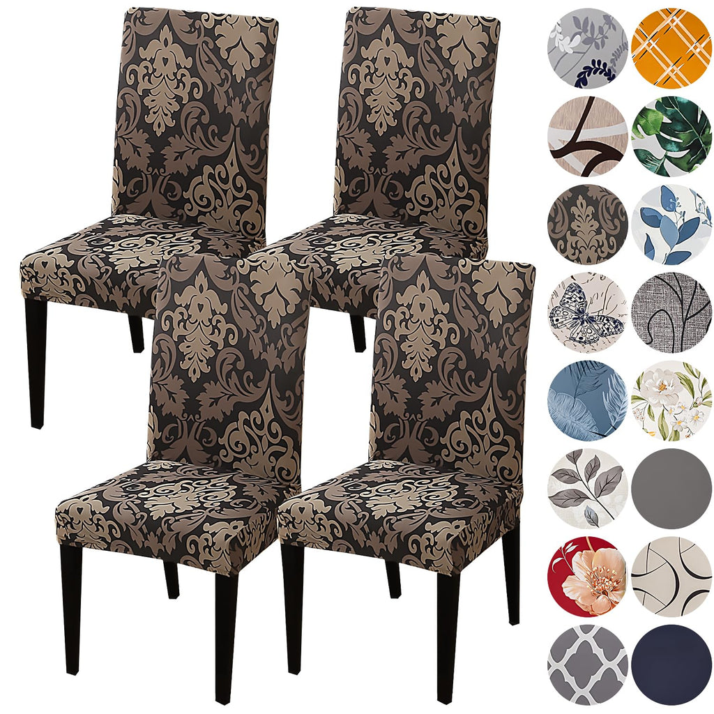 HZDHCLH 6 Pack Chair Covers for Dining Room,Soft Spandex Removable Washable Anti-dust Seat Slipcover, Protector for Hotel,Office,Ceremony,Banquet Wedding Party(Beige, Set of 6)