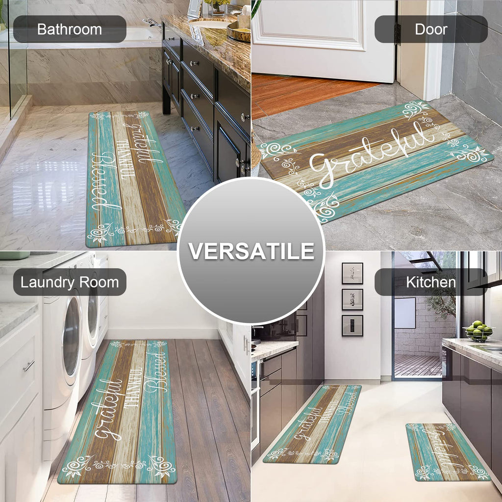 HEBE Anti Fatigue Kitchen Mat Set of 2 Non Slip Cushioned Kitchen Mats for Floor Waterproof Farmhouse Kitchen Rugs and Mats Set Comfort Standing Desk Mat Carpet for Sink,Office,Laundry