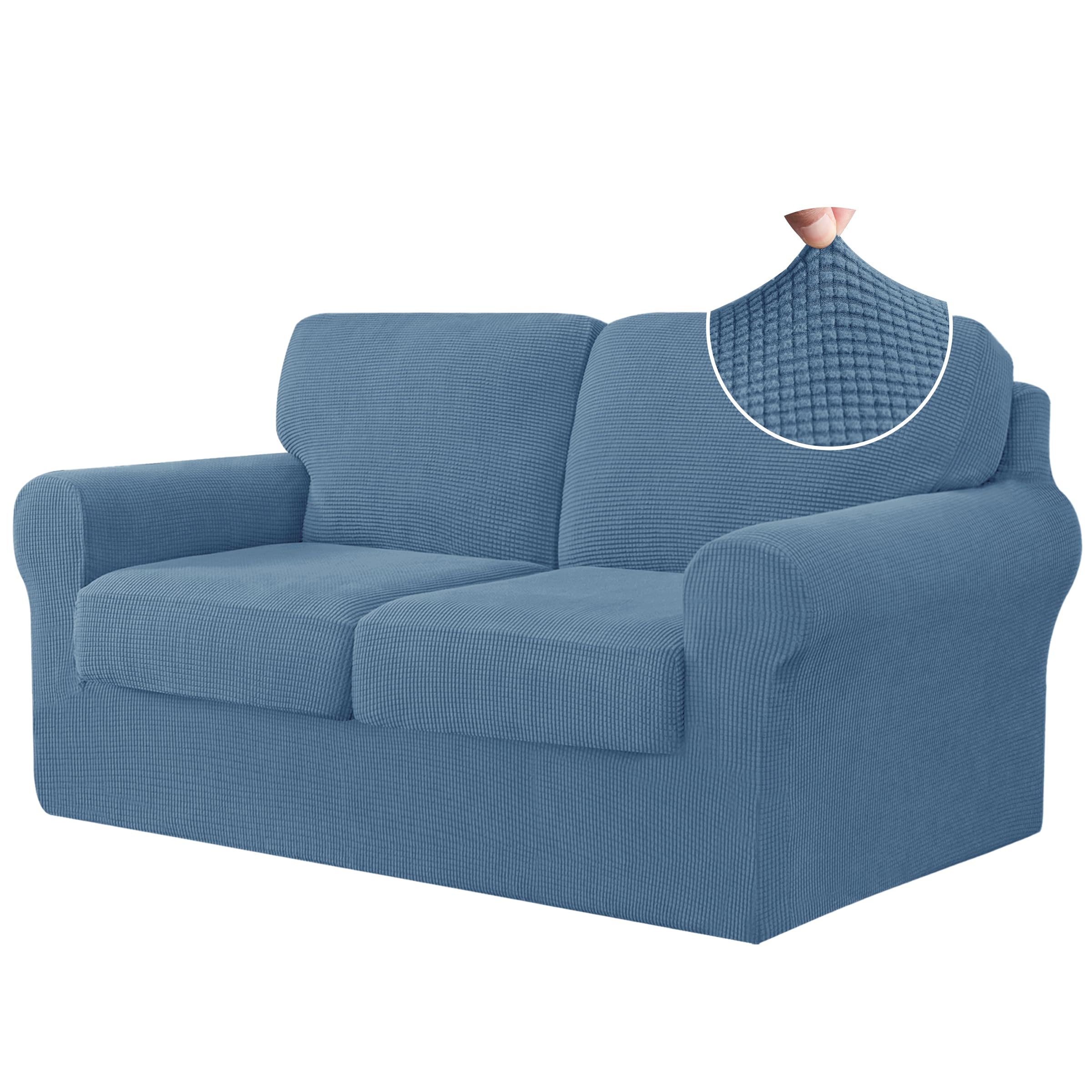 CHUN YI 7 Piece Couch Covers Sofa Covers Washable, Stretch Sofa Slipcovers for 3 Cushion Couch with Seperate Backrest and Cushion Covers, Anti Slip Furniture Protector for Dogs Pets (Large, Grey)