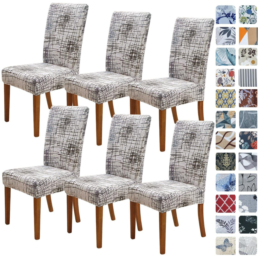 SPRINGRICO Chair Covers for Dining Room 6 Pack, Stretch Dining Chair Cover, Washable Spandex Kitchen Parsons Chair Slipcovers, Removable Seat Protector for Home or Party (Set of 6, Floral Beige)