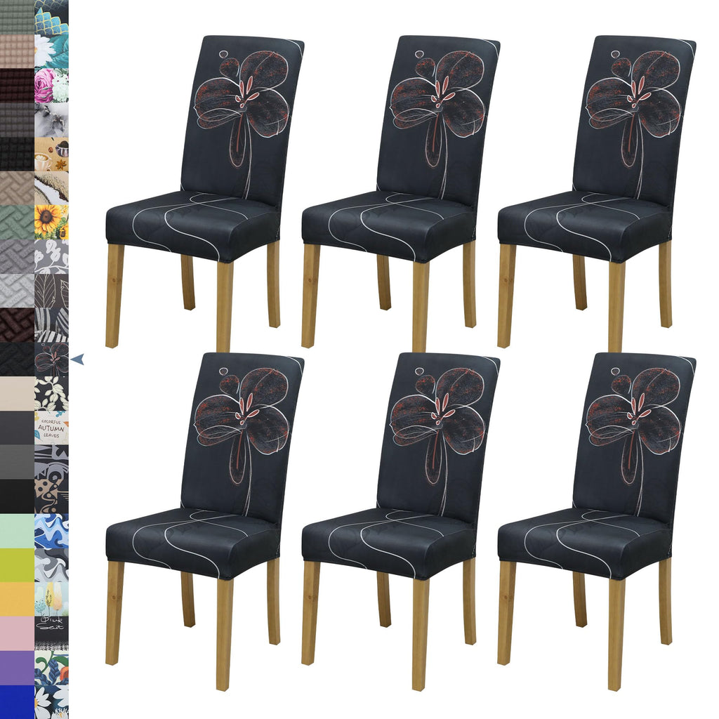 BIETYONE Stretch Dining Chair Covers Set of 6, Soft Removable Washable Kitchen Parsons Chair Slipcovers, High Elastic Seat Protector for Home Hotel Banquet