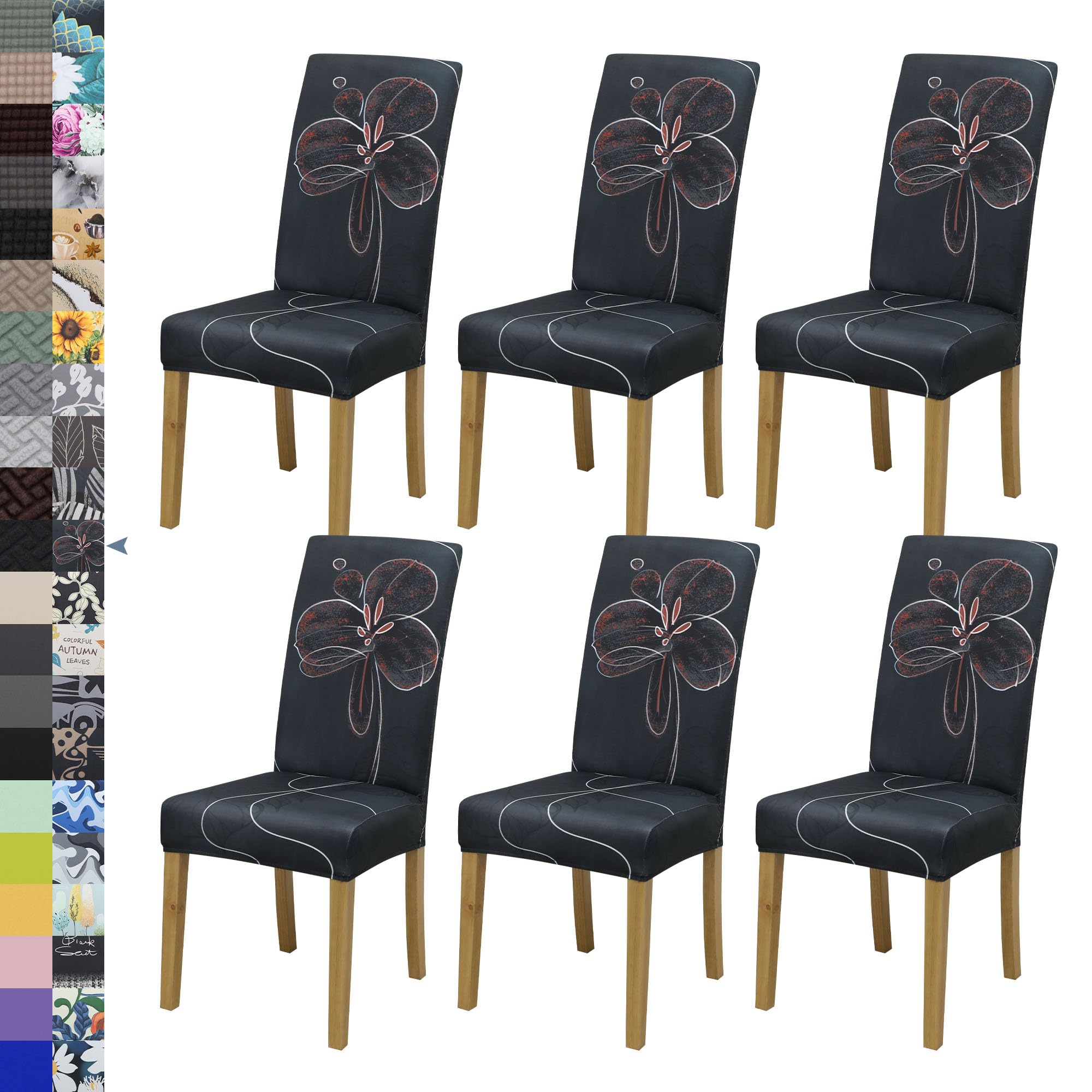 BIETYONE Stretch Dining Chair Covers Set of 6, Soft Removable Washable Kitchen Parsons Chair Slipcovers, High Elastic Seat Protector for Home Hotel Banquet